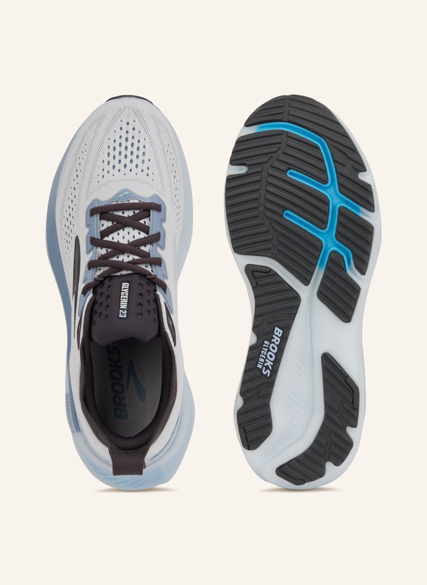 BROOKS Laufschuhe GLYCERIN 23: WEISS / BLAUGRAU / DUNKELGRAU