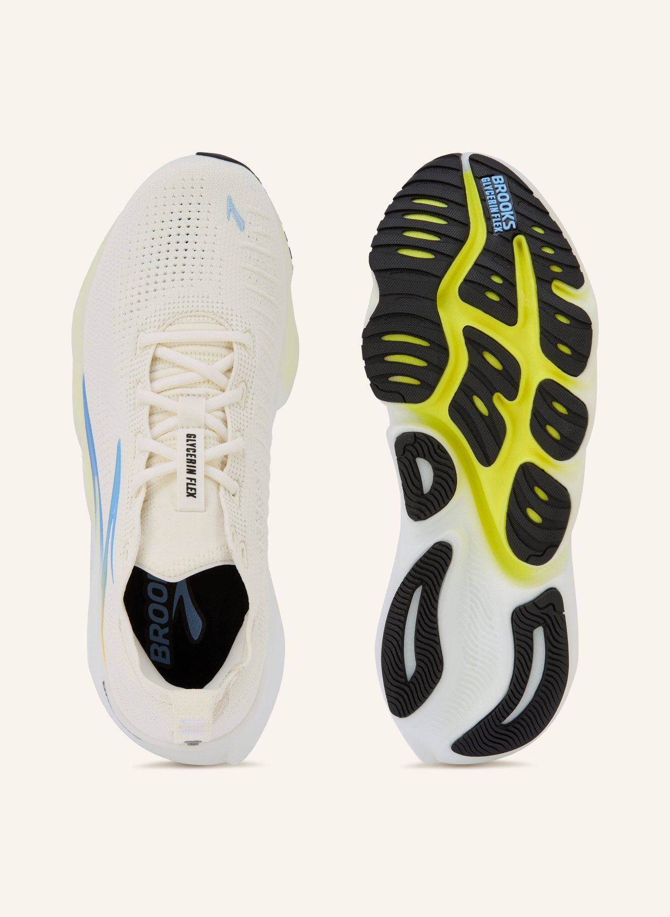 BROOKS Laufschuhe GLYCERIN FLEX: WEISS / GELB / HELLBLAU