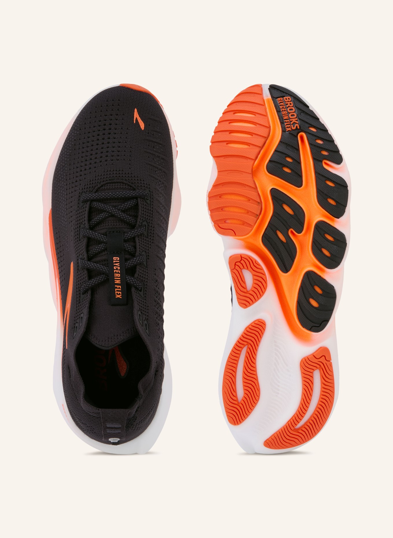 BROOKS Laufschuhe GLYCERIN FLEX: SCHWARZ / ORANGE