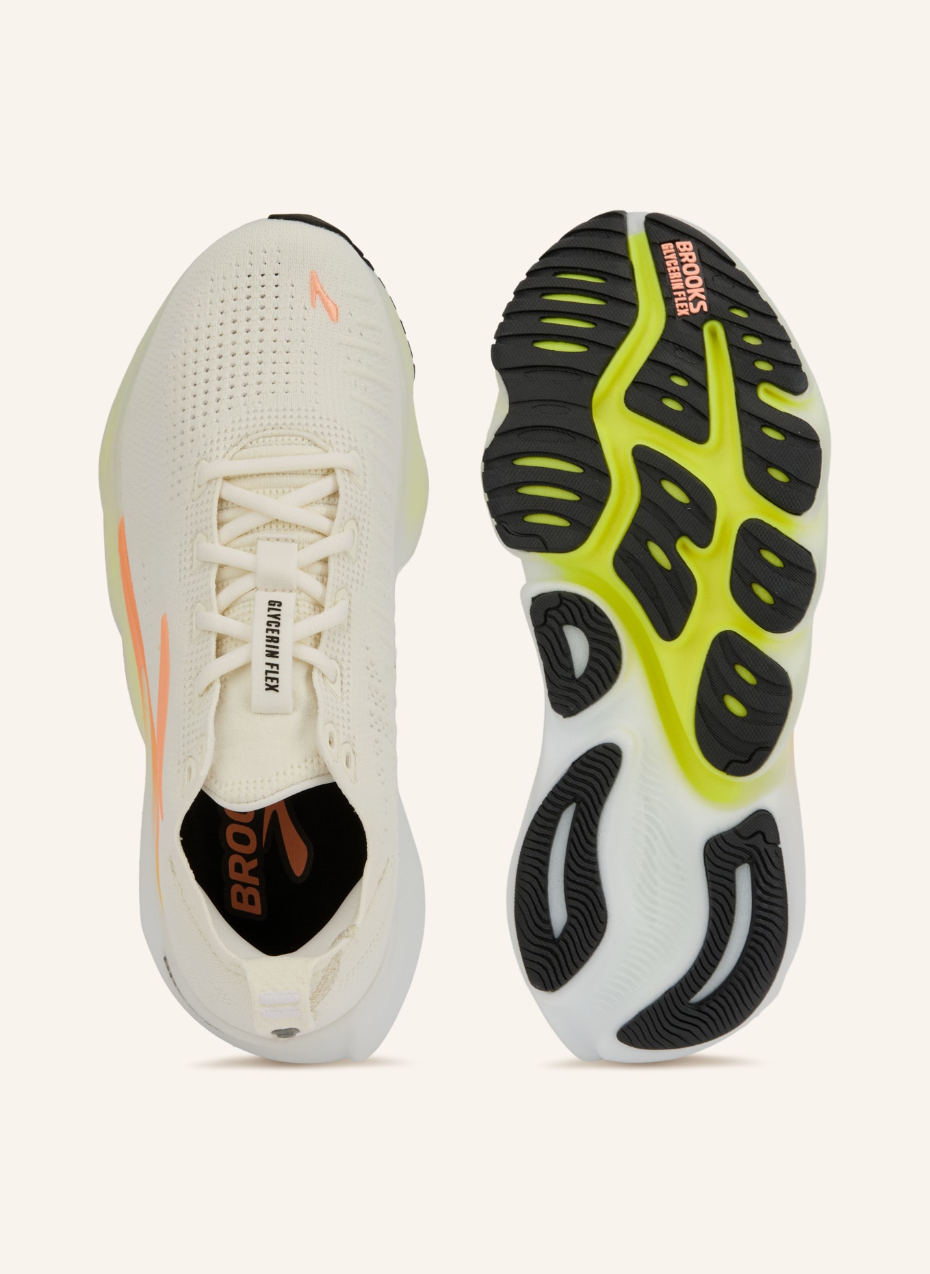 BROOKS Laufschuhe GLYCERIN FLEX: WEISS / HELLORANGE