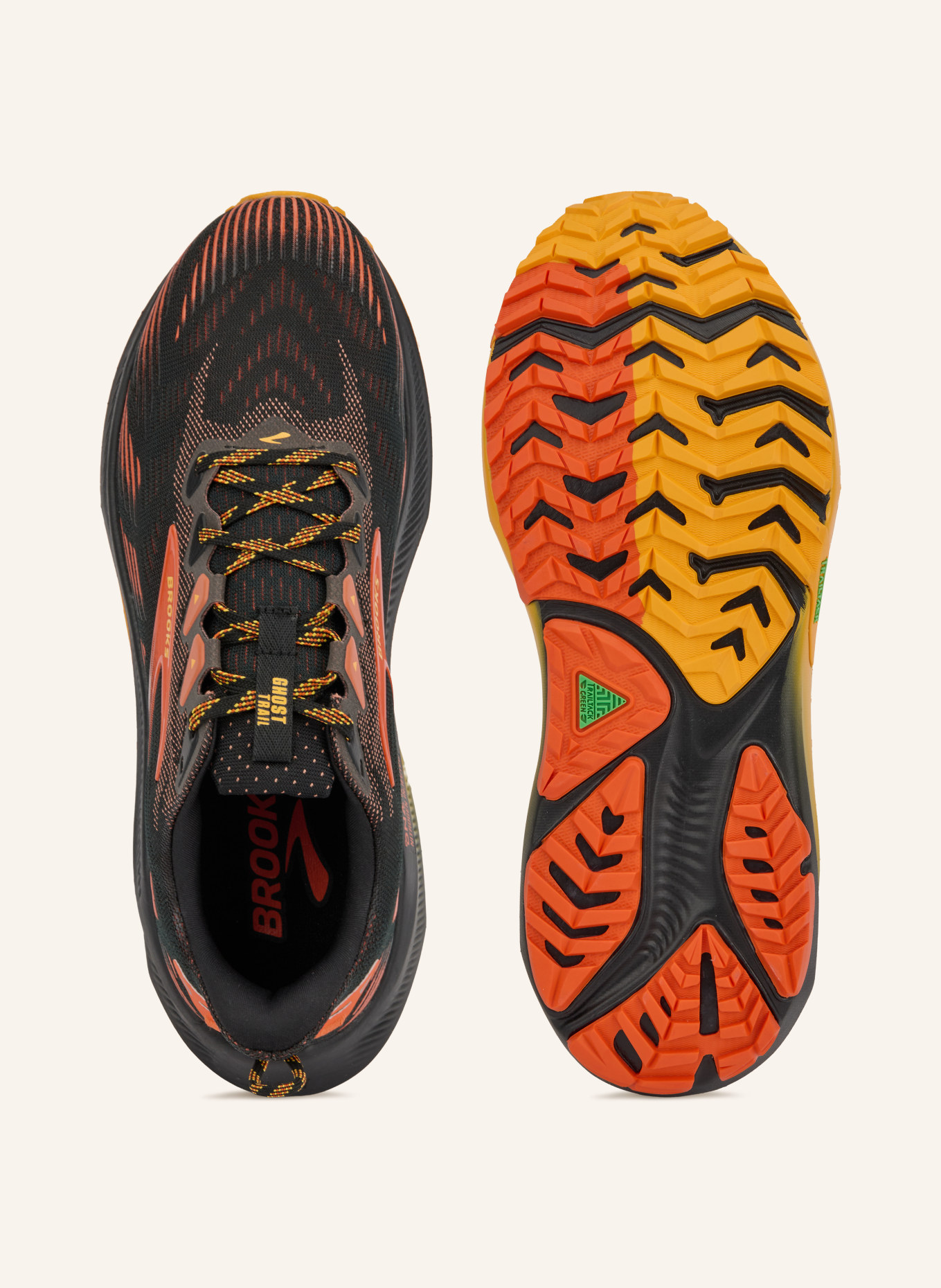 BROOKS Trailrunningschuhe GHOST TRAIL: SCHWARZ / NEONORANGE