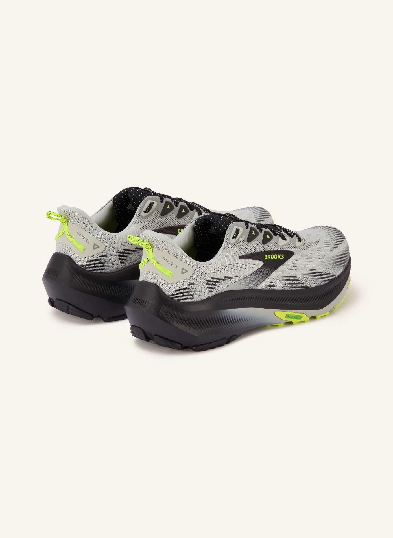 BROOKS Trailrunningschuhe GHOST TRAIL: HELLGRAU / NEONGRÜN / SCHWARZ
