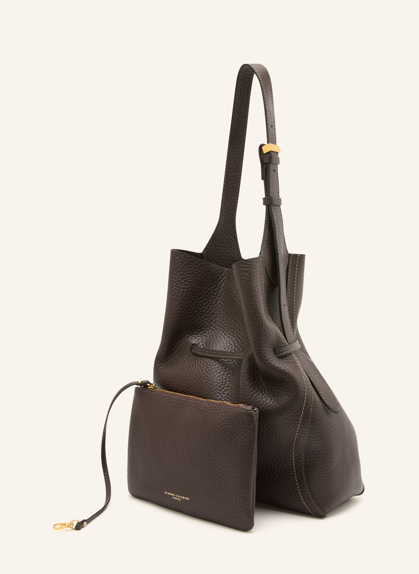 GIANNI CHIARINI Beuteltasche SIENNA mit Pouch: DUNKELBRAUN / GOLD
