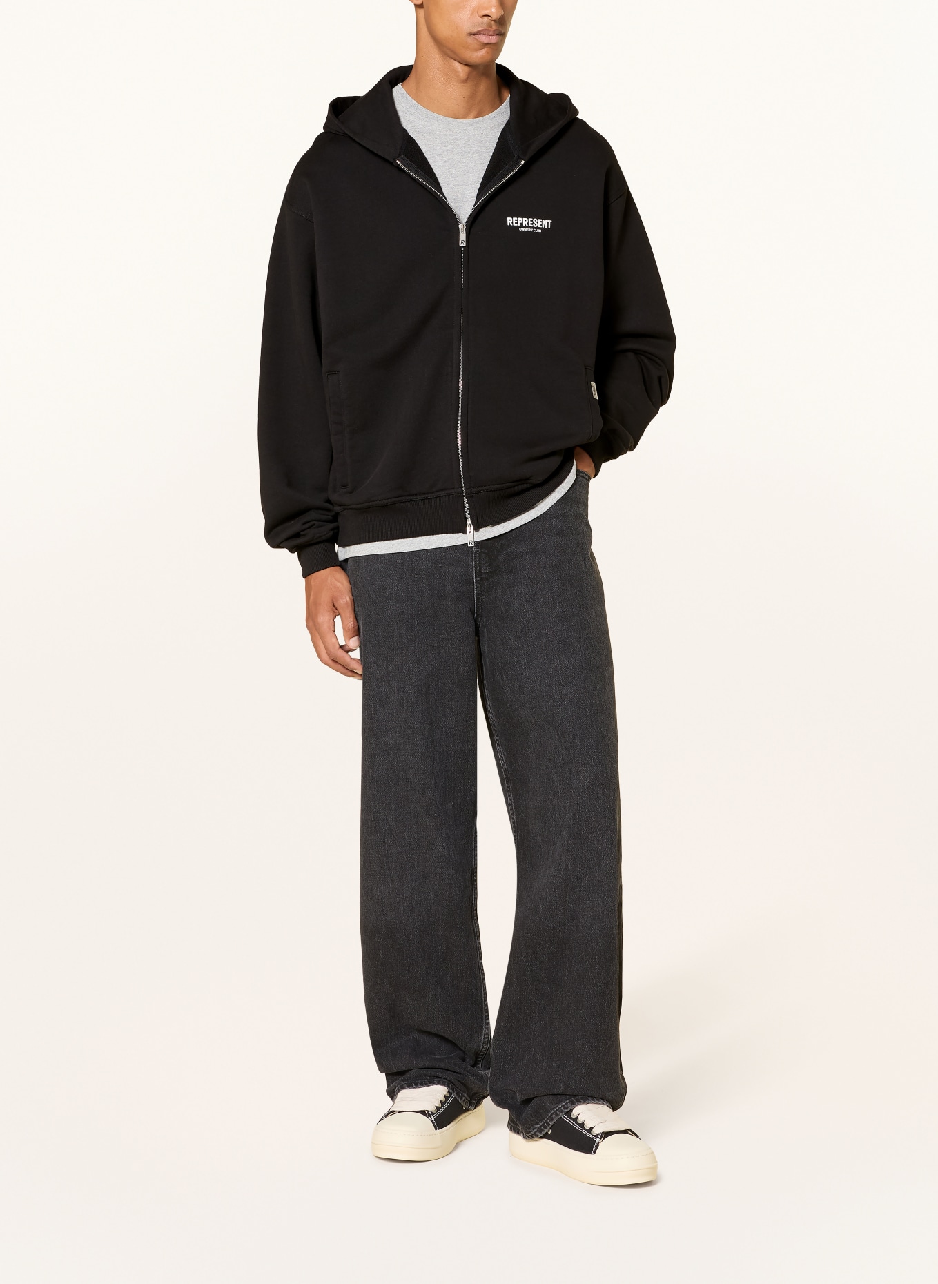 REPRESENT Sweatjack OWNERS CLUB: ZWART / WIT