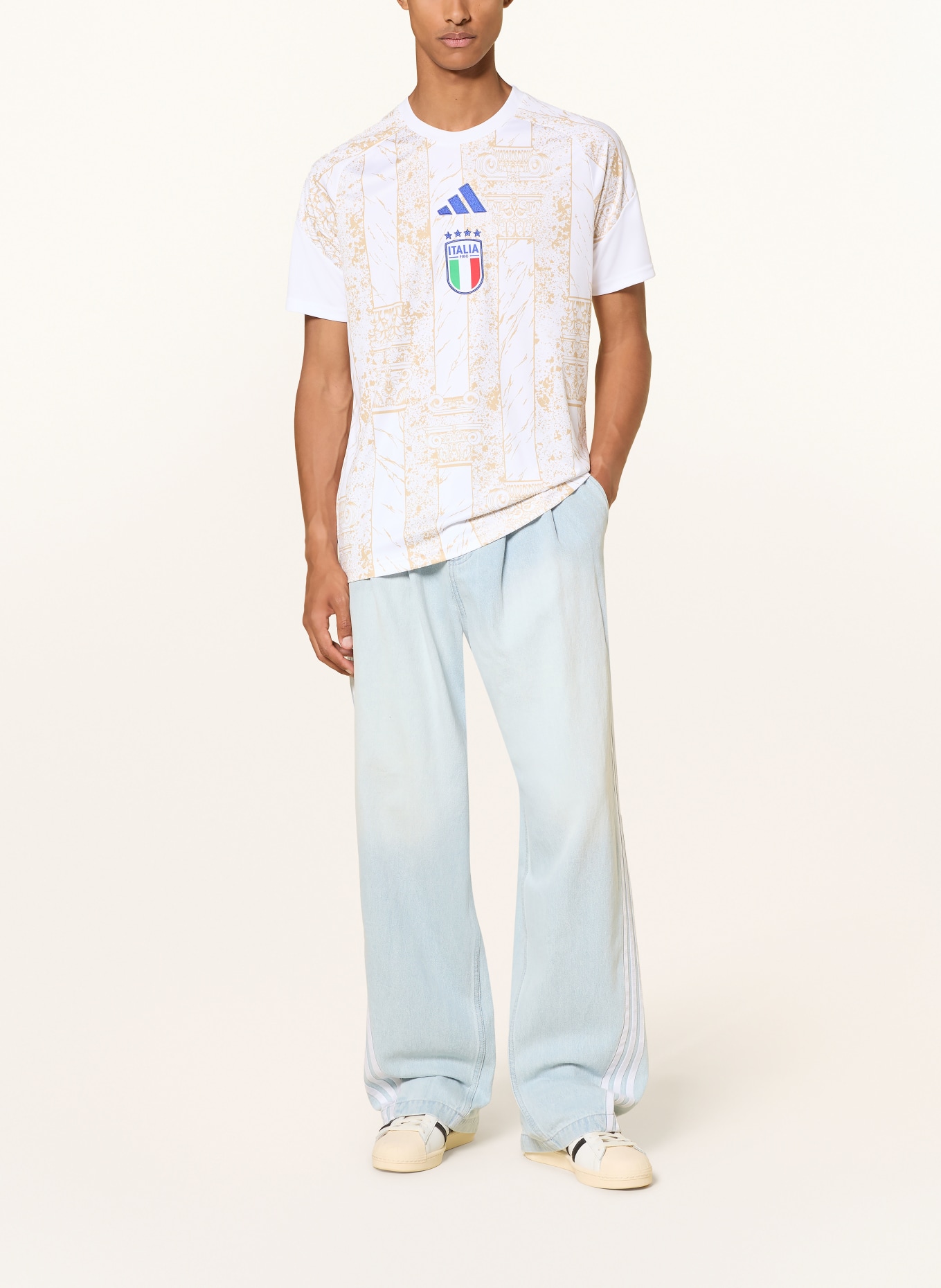 adidas Aufwärmshirt ITALIEN HEIM 2026: WEISS / GOLD