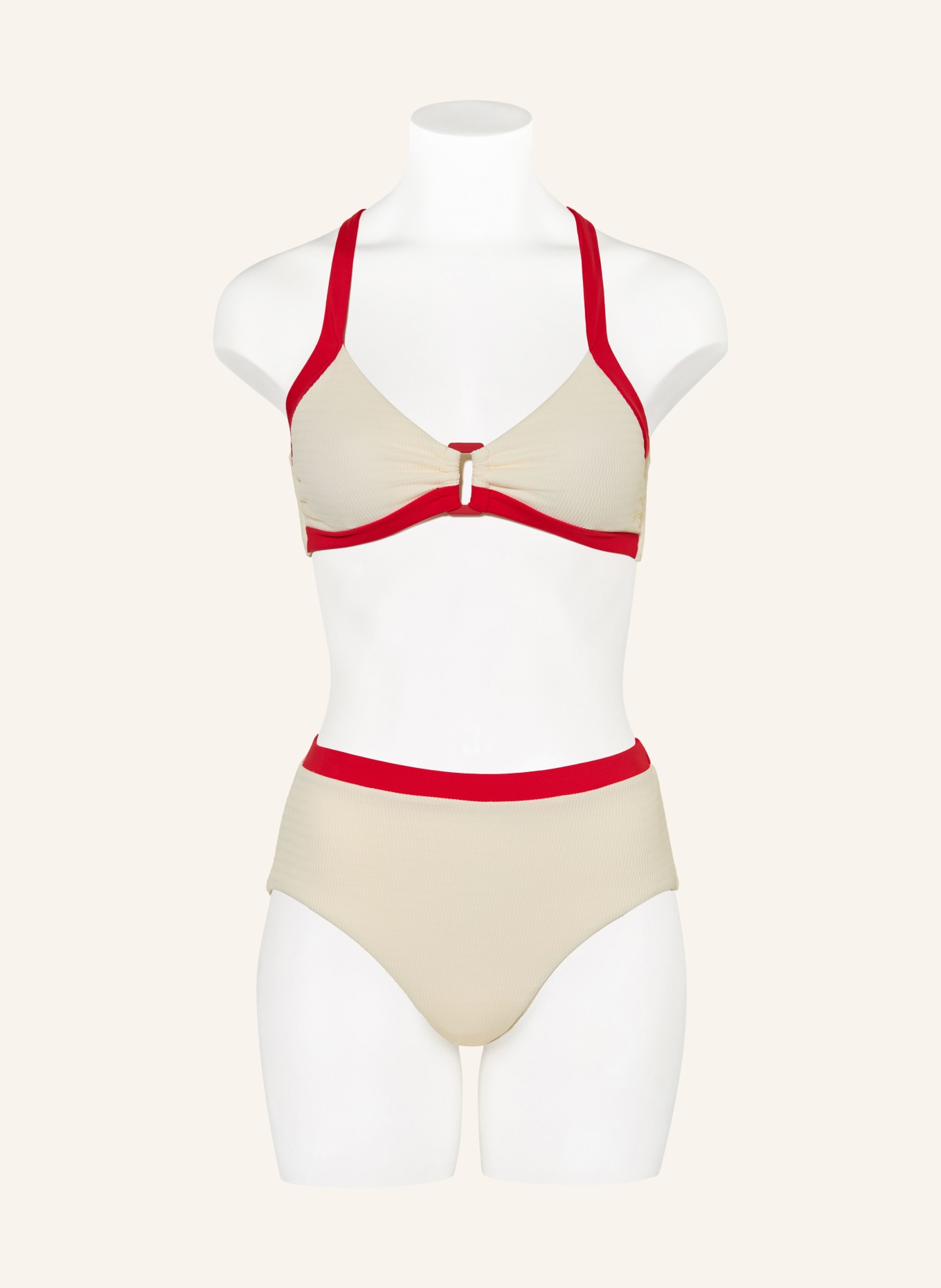 SEAFOLLY High-Waist-Bikini-Hose BANDWAVE: ECRU / ROT