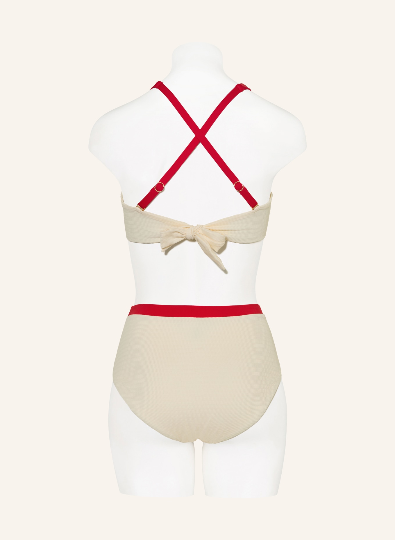 SEAFOLLY High-Waist-Bikini-Hose BANDWAVE: ECRU / ROT