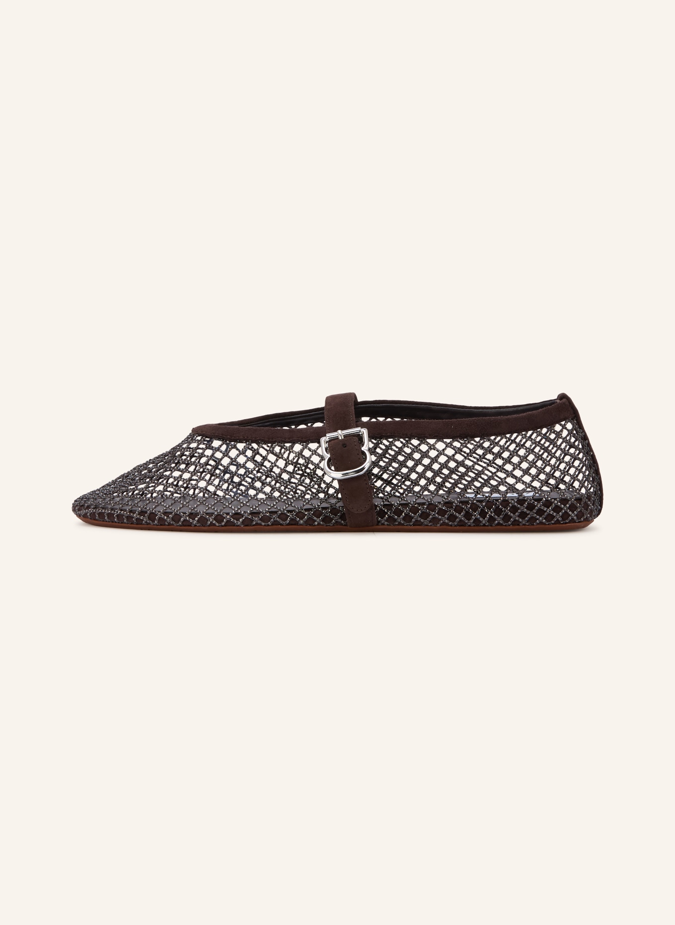 ALAÏA Mary-Jane-Ballerinas mit Schmucksteinen: DUNKELBRAUN / SILBER