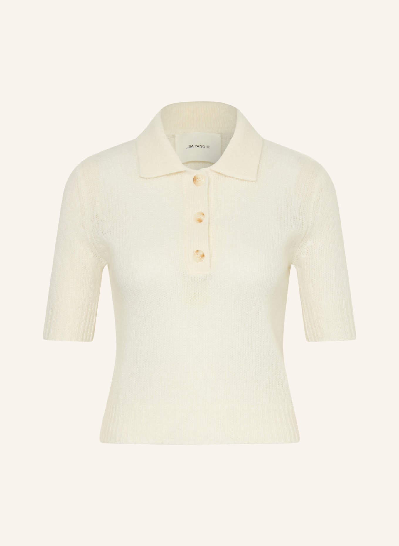 LISA YANG Polo en maille MASY avec cachemire: CRÈME