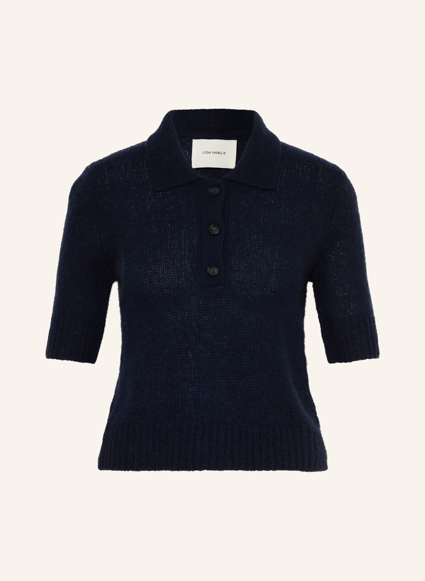 LISA YANG Polo en maille MASY avec cachemire: BLEU FONCÉ