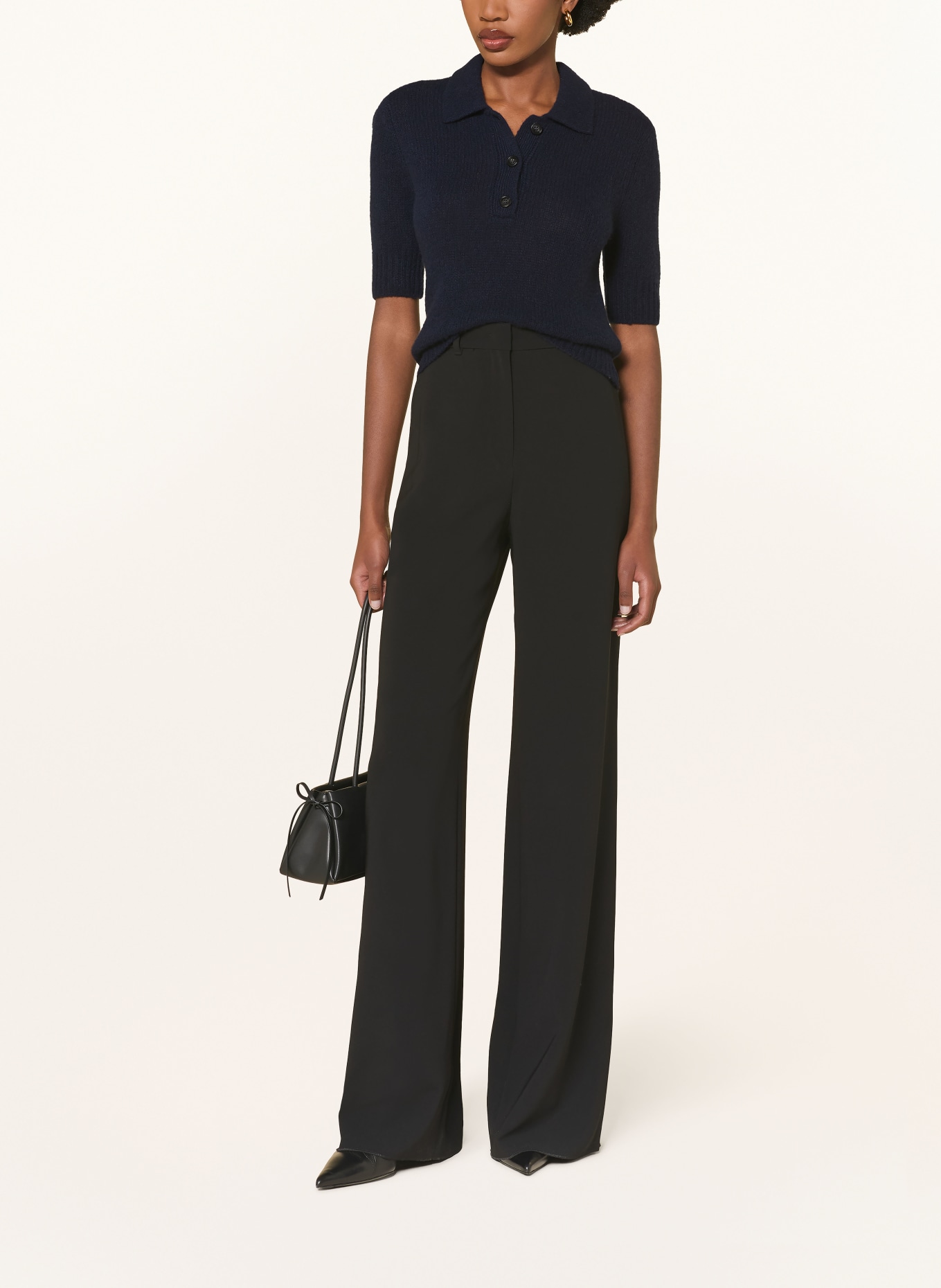 LISA YANG Polo en maille MASY avec cachemire: BLEU FONCÉ