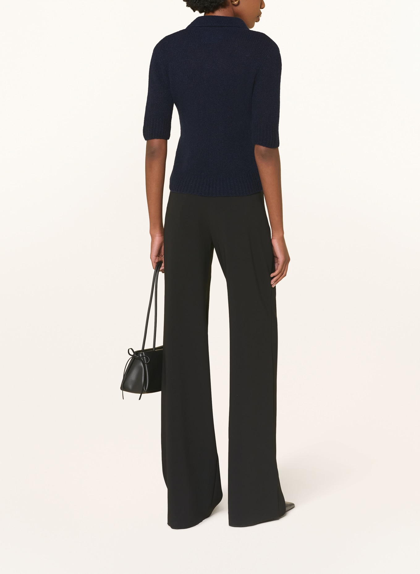 LISA YANG Polo en maille MASY avec cachemire: BLEU FONCÉ