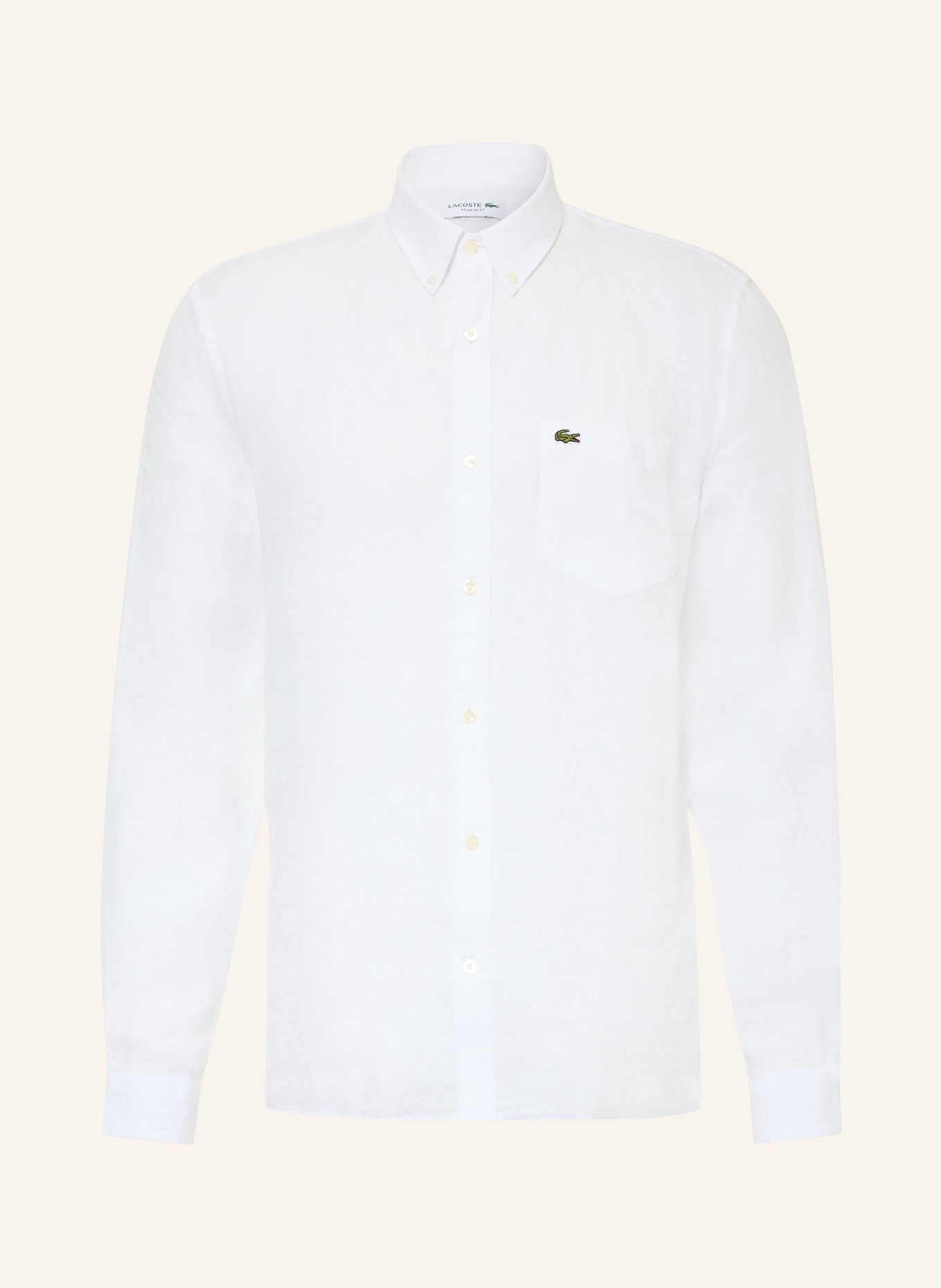 LACOSTE Lněná košile Regular Fit: BÍLÁ