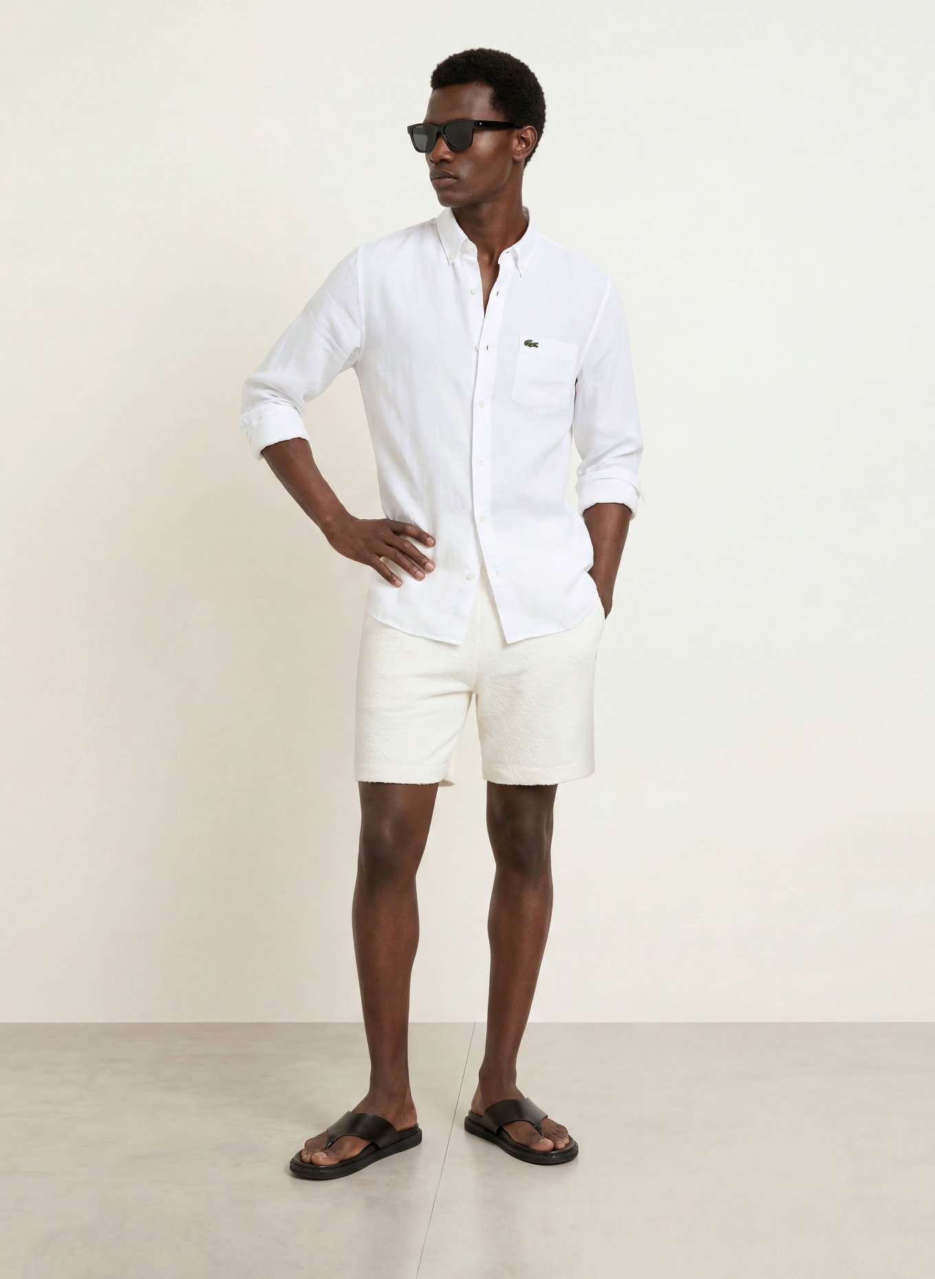 LACOSTE Lněná košile Regular Fit: BÍLÁ