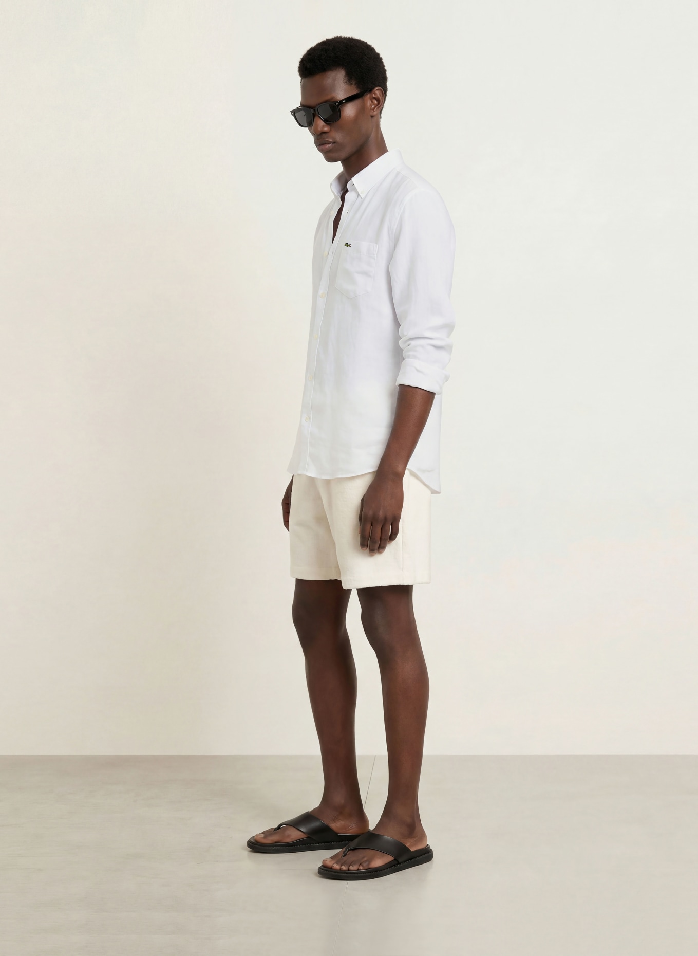 LACOSTE Lněná košile Regular Fit: BÍLÁ