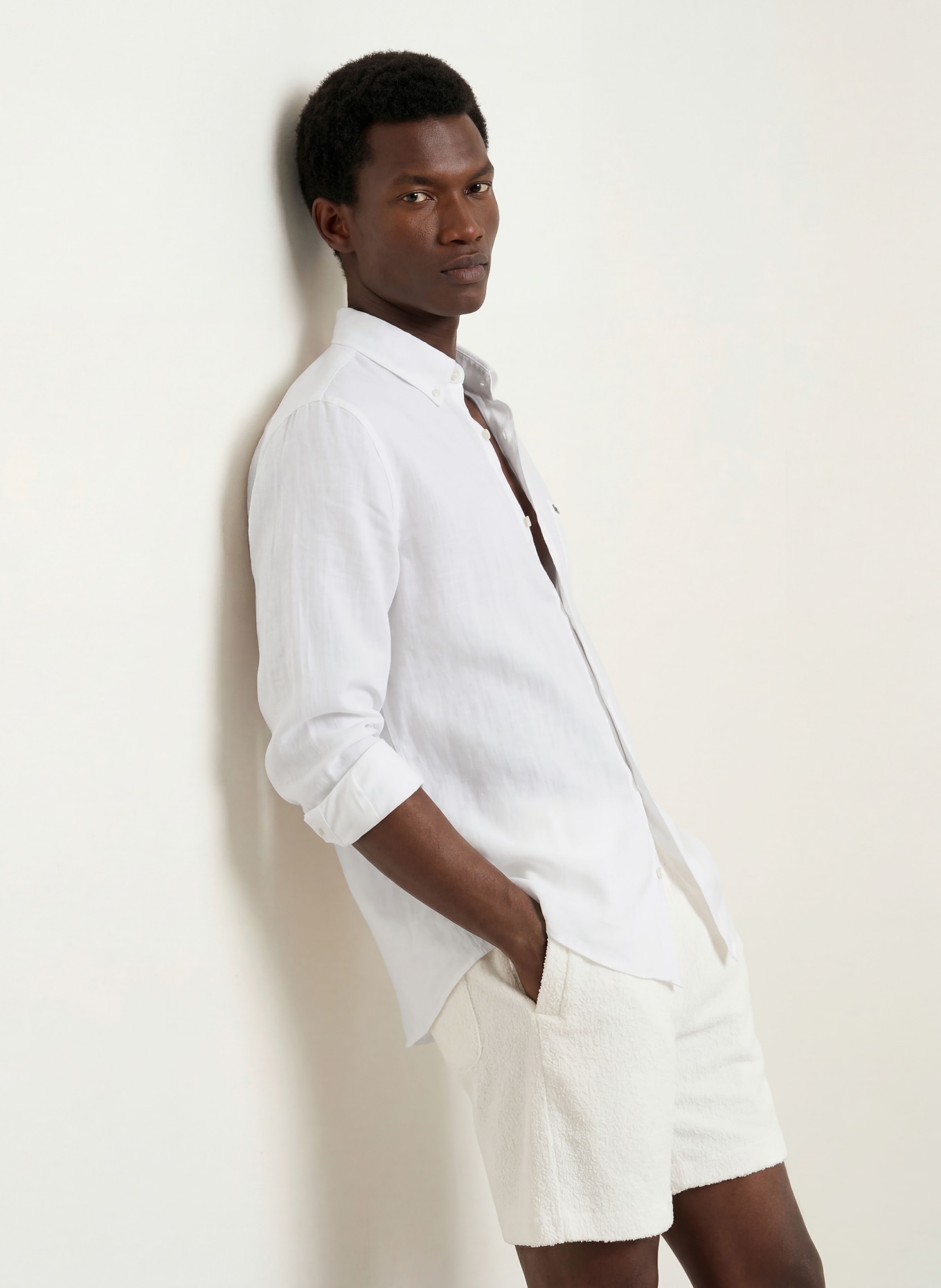 LACOSTE Lněná košile Regular Fit: BÍLÁ
