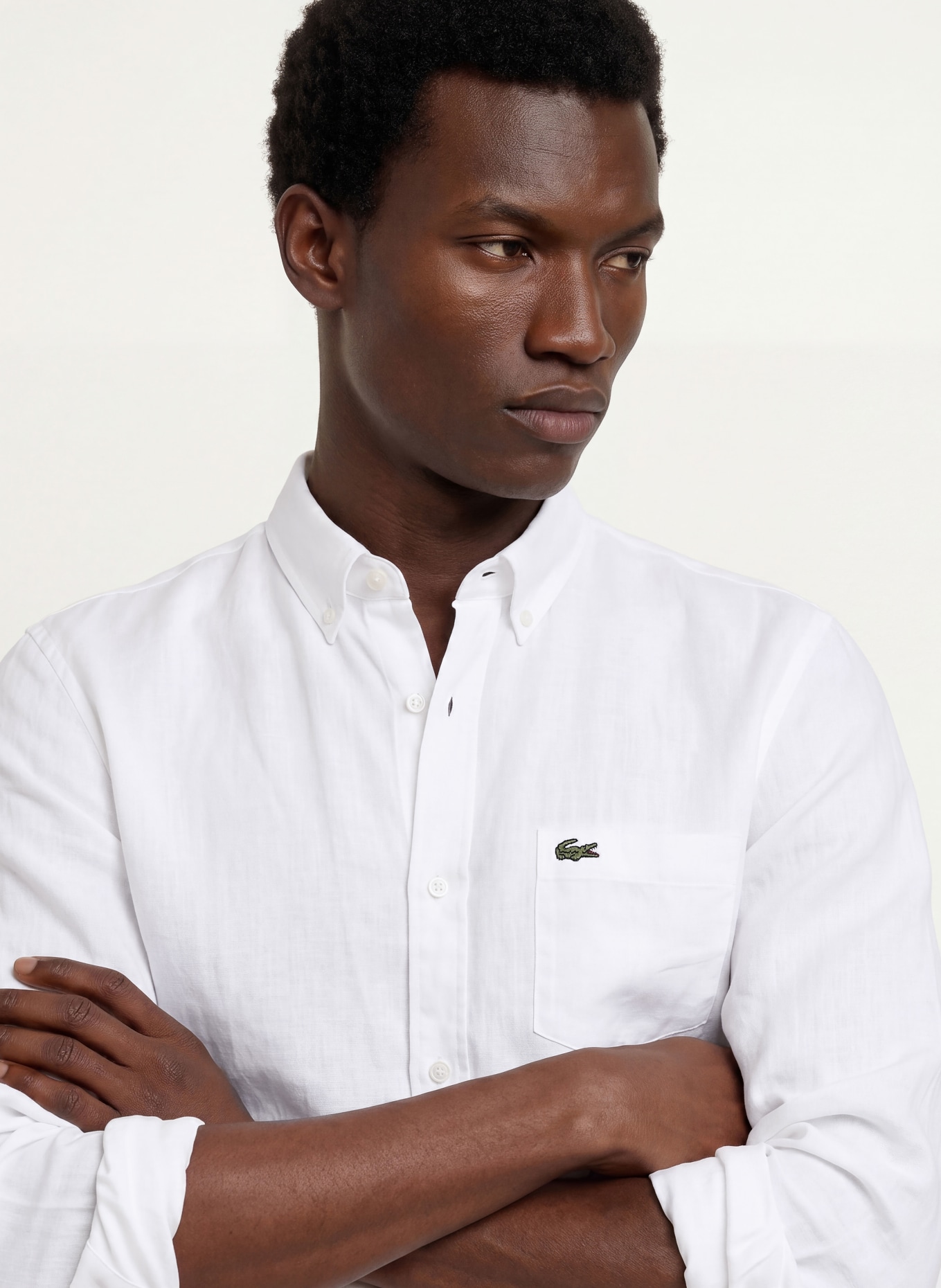 LACOSTE Lněná košile Regular Fit: BÍLÁ