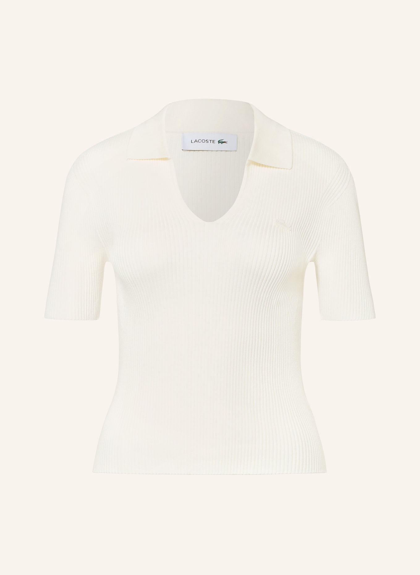 LACOSTE Strick-Poloshirt: WEISS