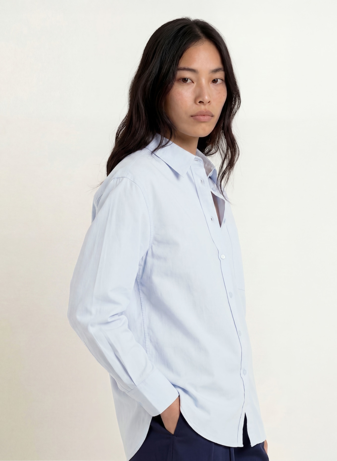 LACOSTE Hemdbluse mit Leinen: HELLBLAU