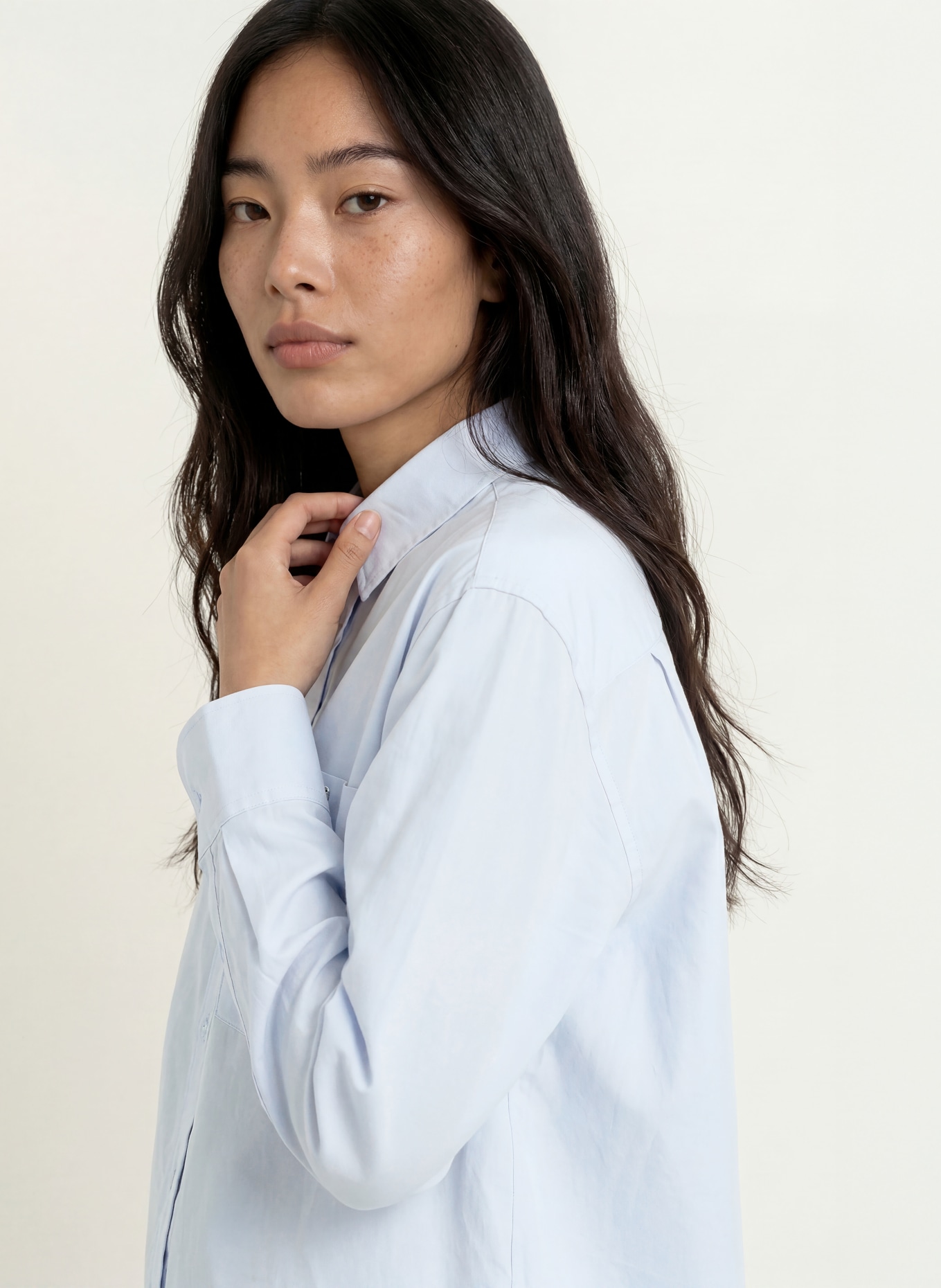 LACOSTE Hemdbluse mit Leinen: HELLBLAU