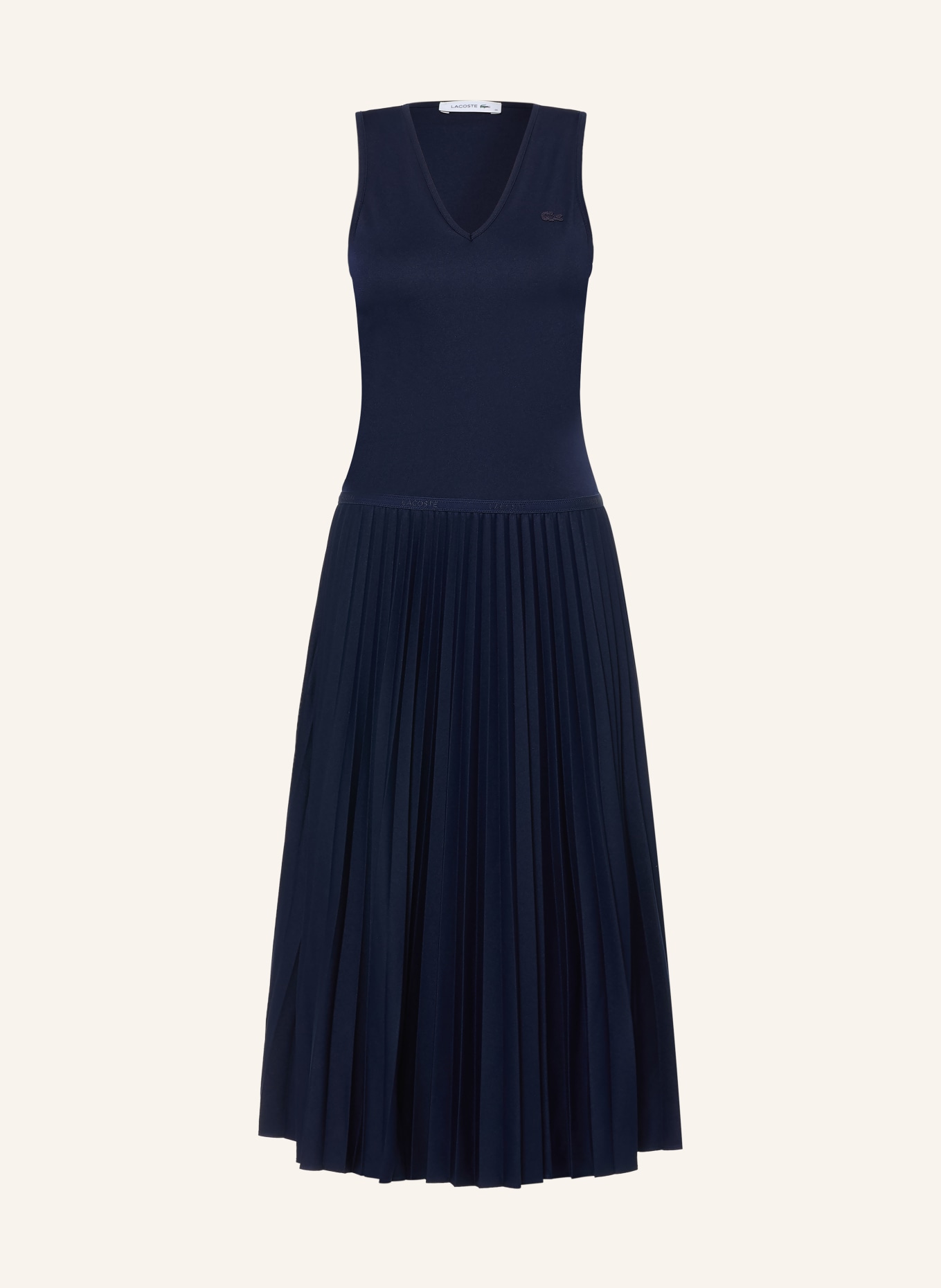 LACOSTE Jerseykleid mit Plissees: DUNKELBLAU