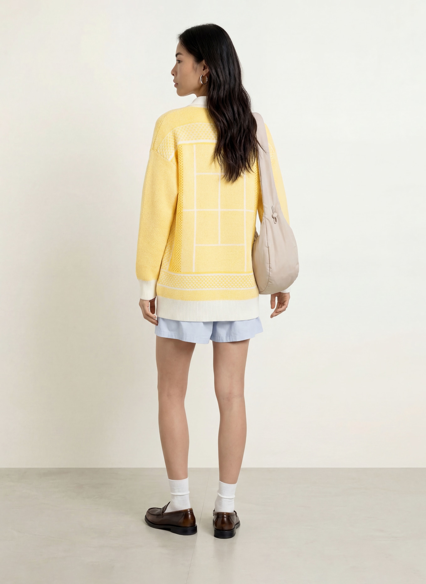 LACOSTE Kardigan: JASNOŻÓŁTY / BIAŁY