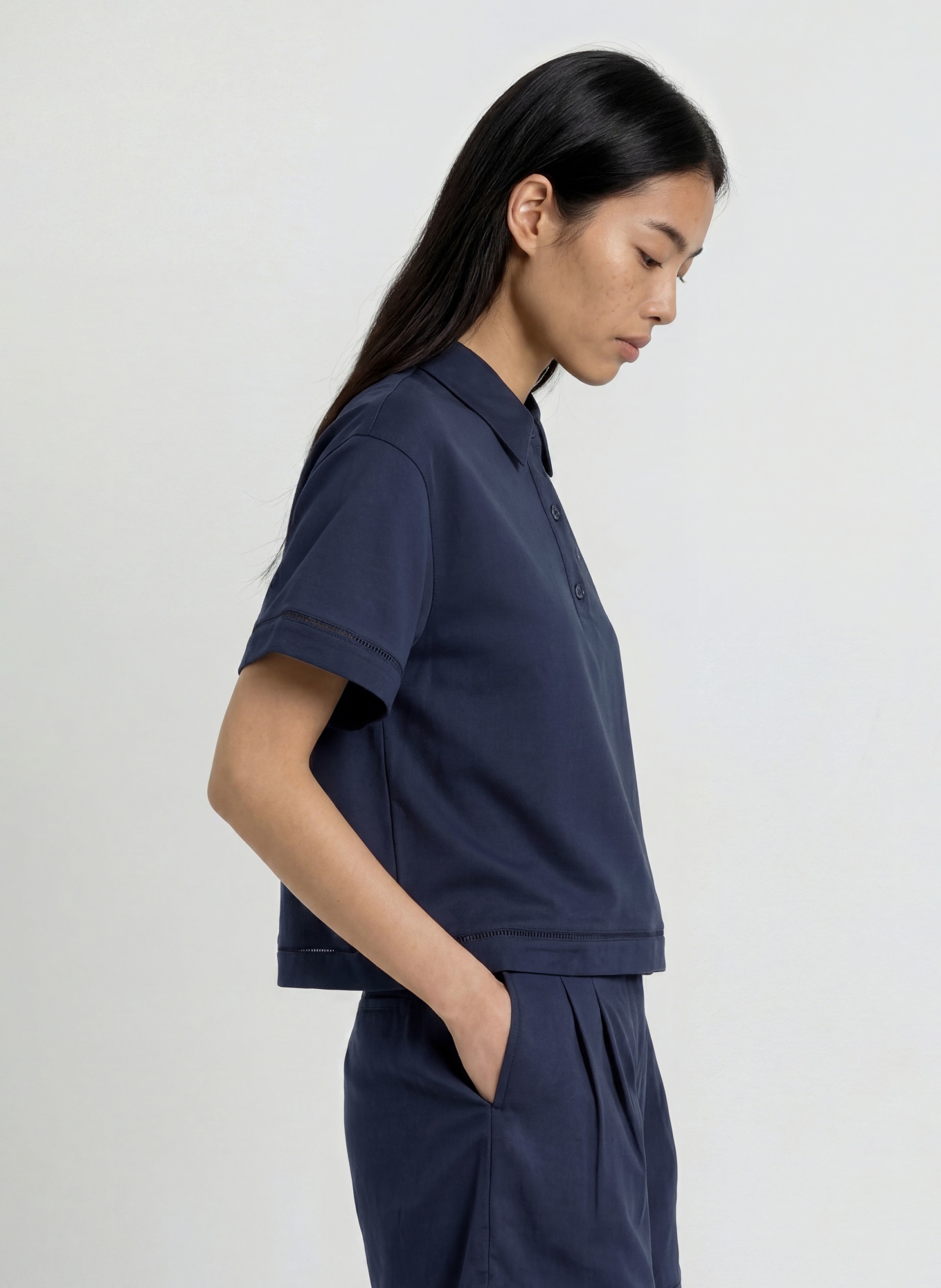 LACOSTE Bluzka koszulowa: GRANATOWY