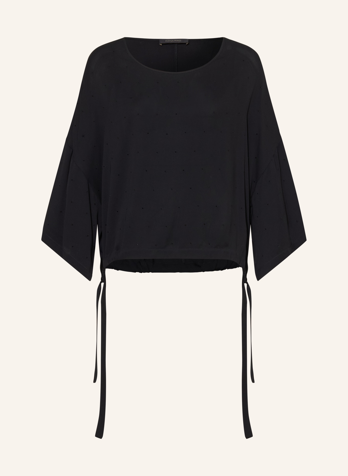 ELENA MIRO Oversized-Blusenshirt mit Schmucksteinen: SCHWARZ