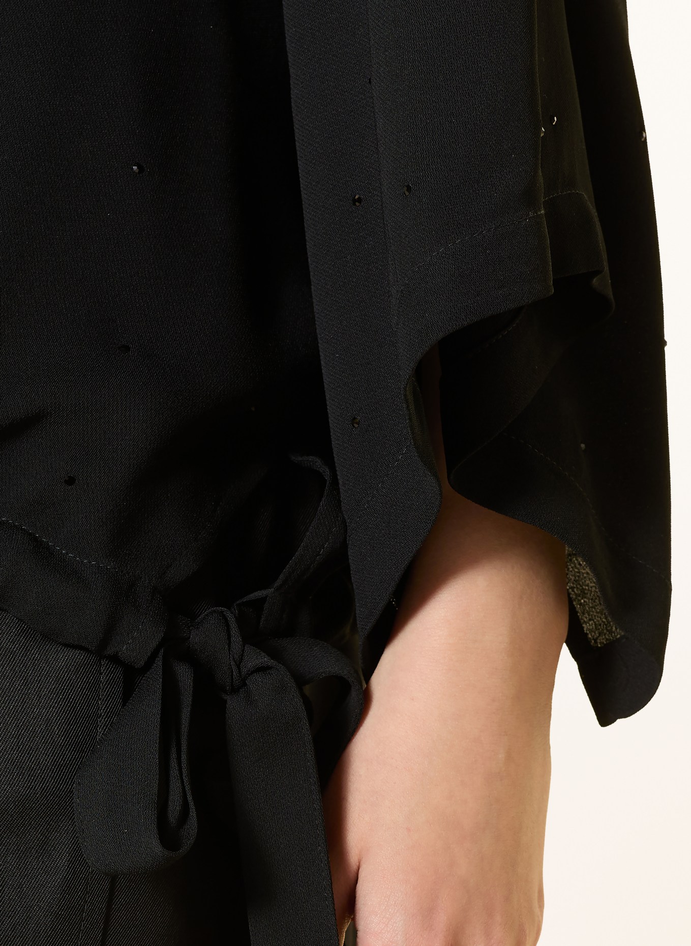 ELENA MIRO Oversized-Blusenshirt mit Schmucksteinen: SCHWARZ
