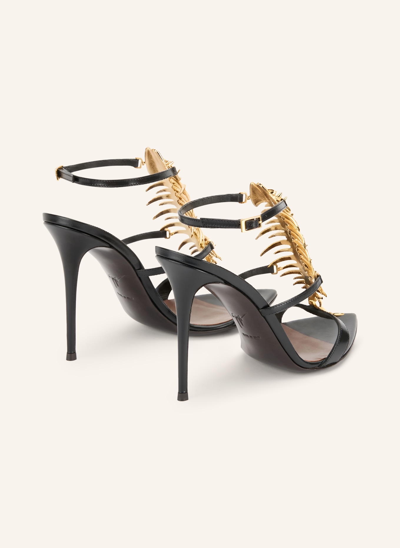 GIUSEPPE ZANOTTI DESIGN Slingpumps THE SLIM 2.0 met sierstenen: ZWART / GOUD