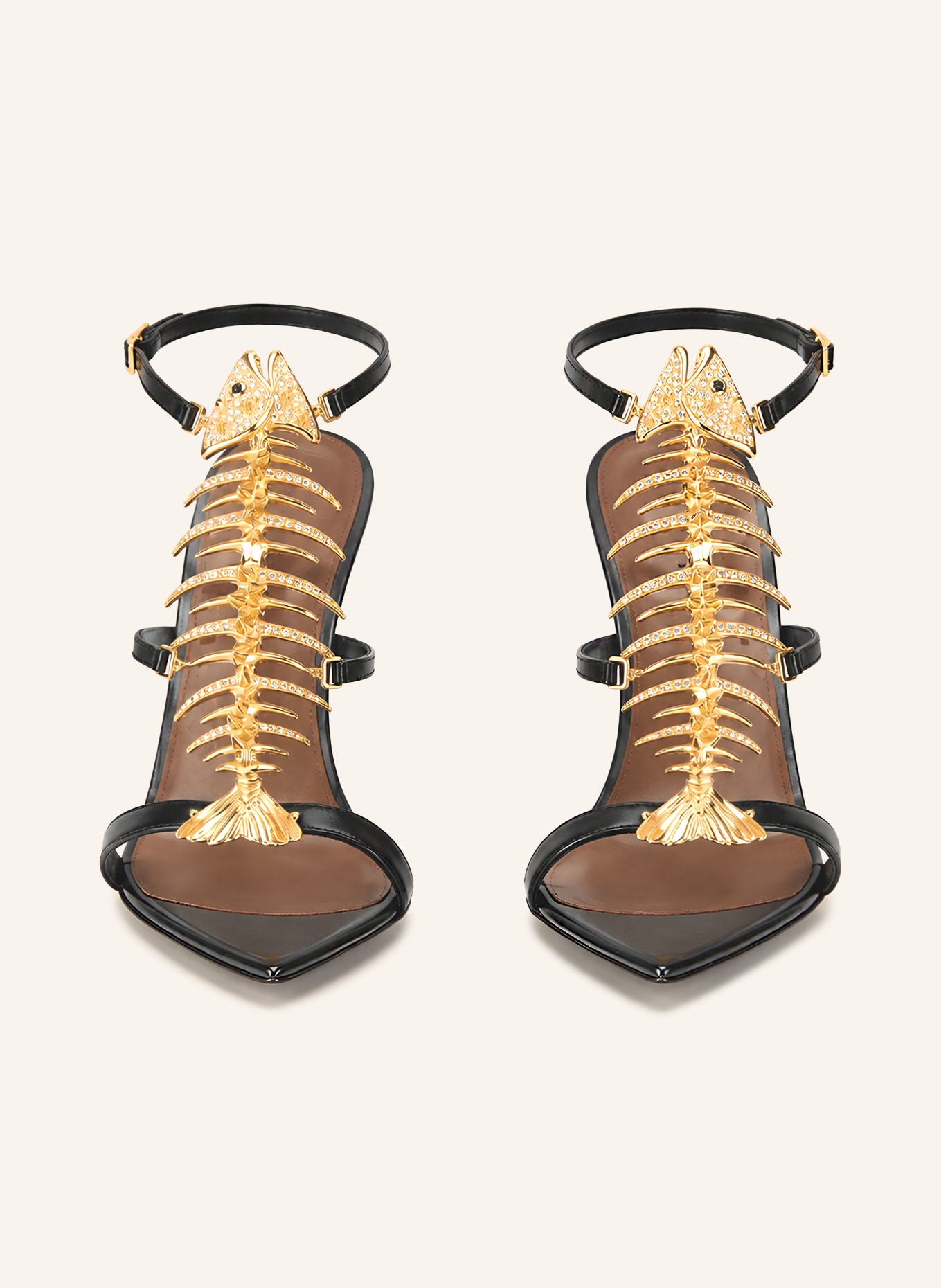 GIUSEPPE ZANOTTI DESIGN Slingpumps THE SLIM 2.0 met sierstenen: ZWART / GOUD
