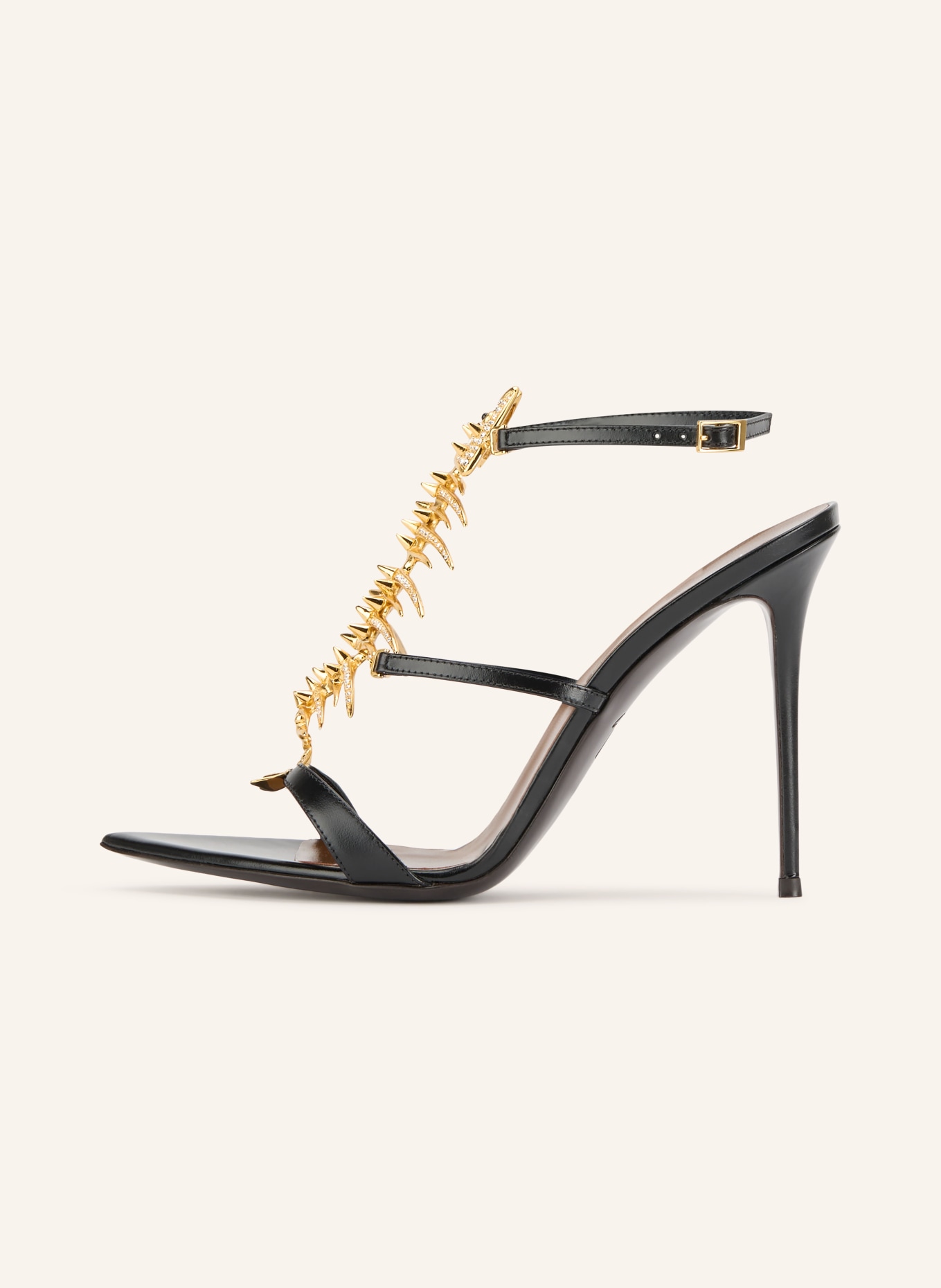 GIUSEPPE ZANOTTI DESIGN Slingpumps THE SLIM 2.0 met sierstenen: ZWART / GOUD