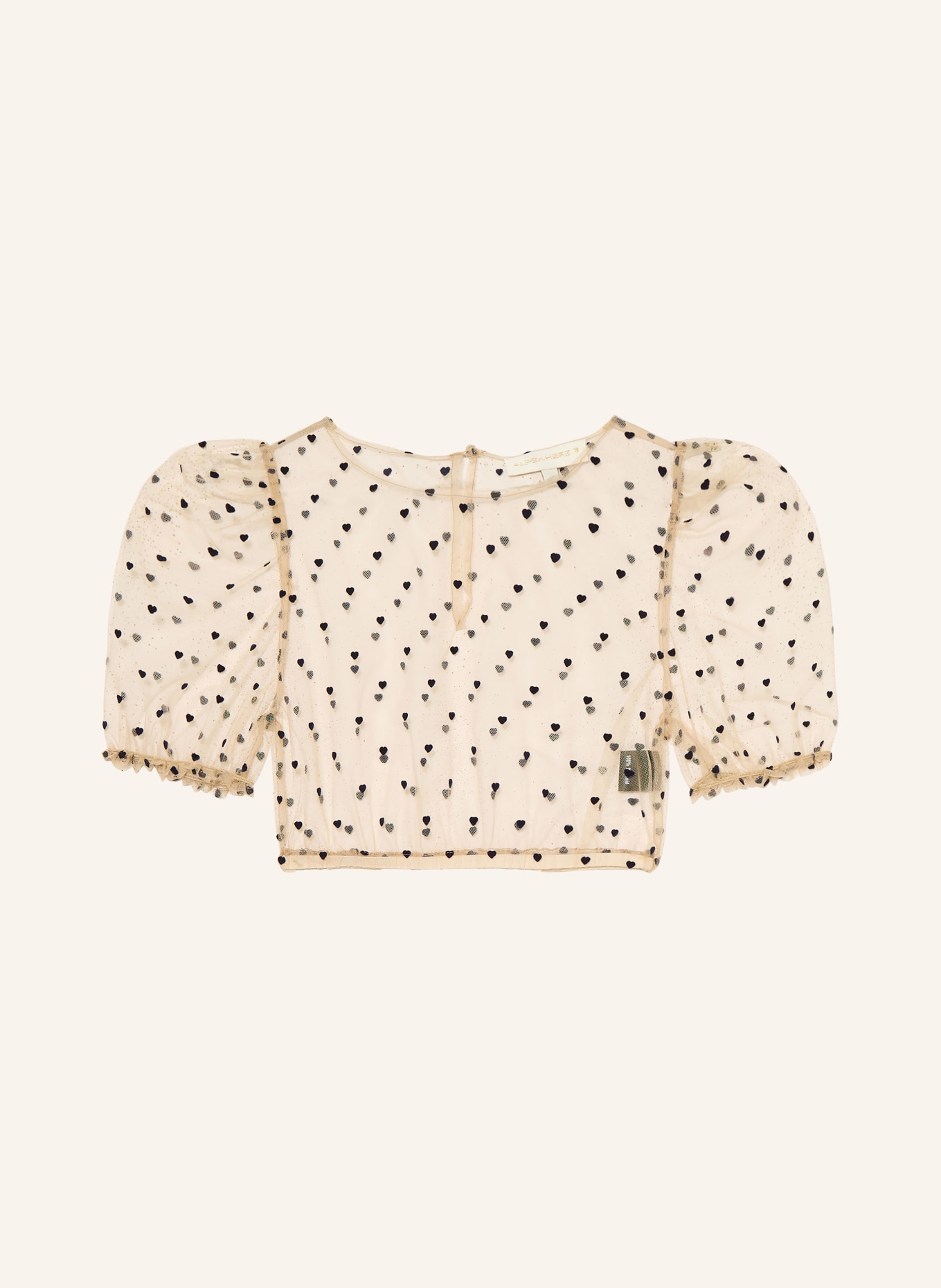 AlpenHERZ Dirndlbluse LOLA: BEIGE / DUNKELBLAU
