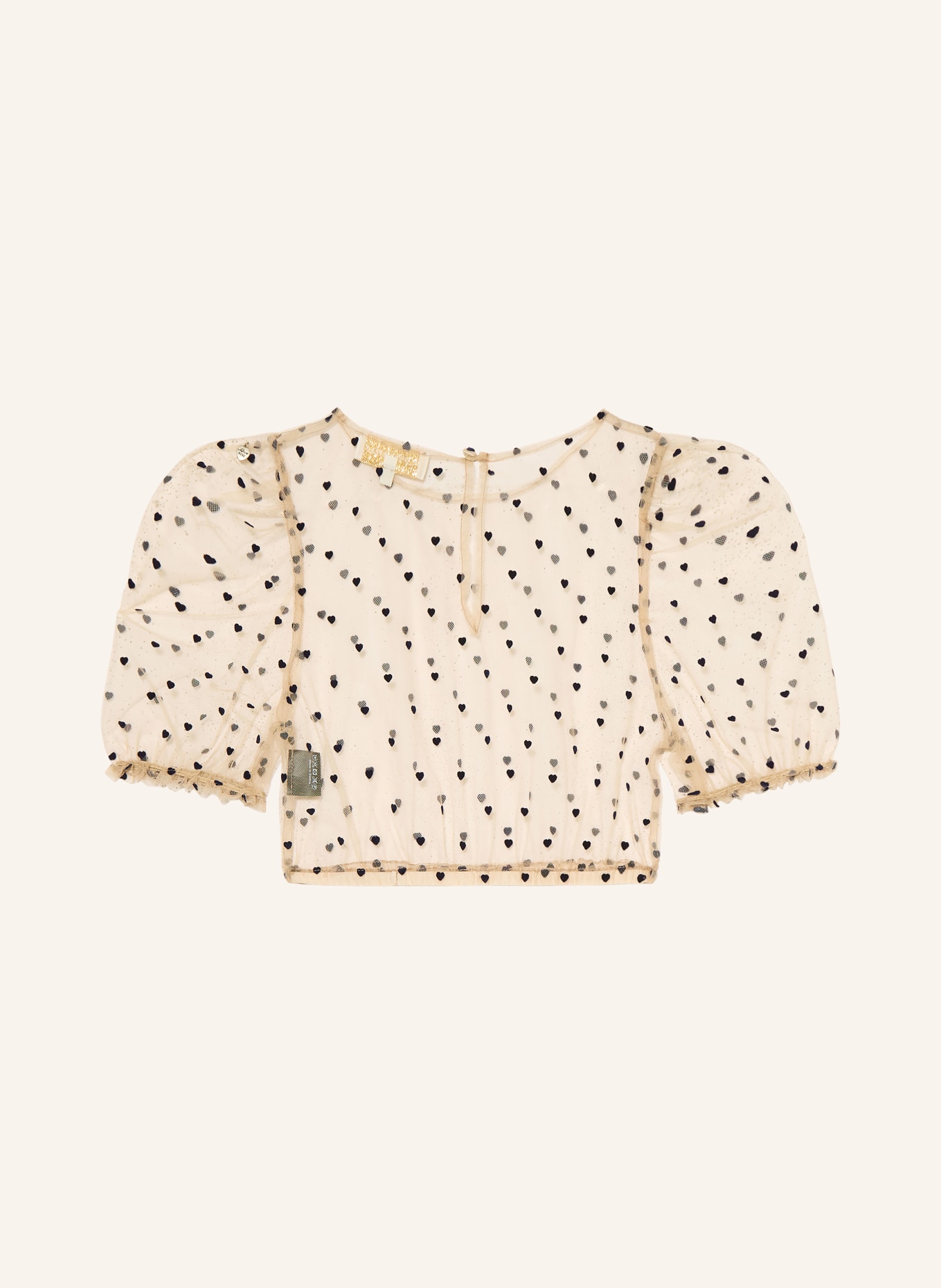 AlpenHERZ Dirndlbluse LOLA: BEIGE / DUNKELBLAU
