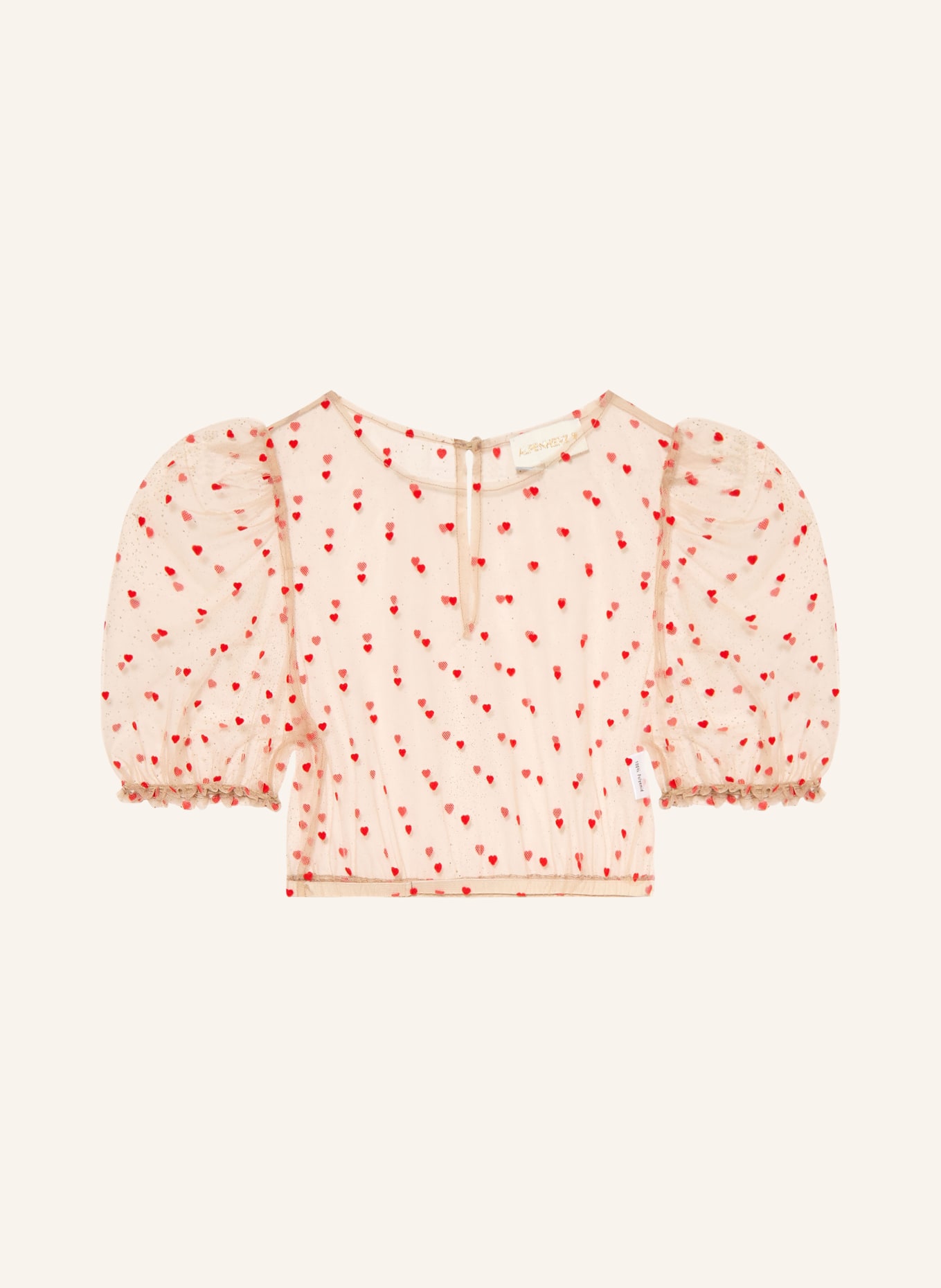 AlpenHERZ Dirndlbluse LOLA: BEIGE / ROT