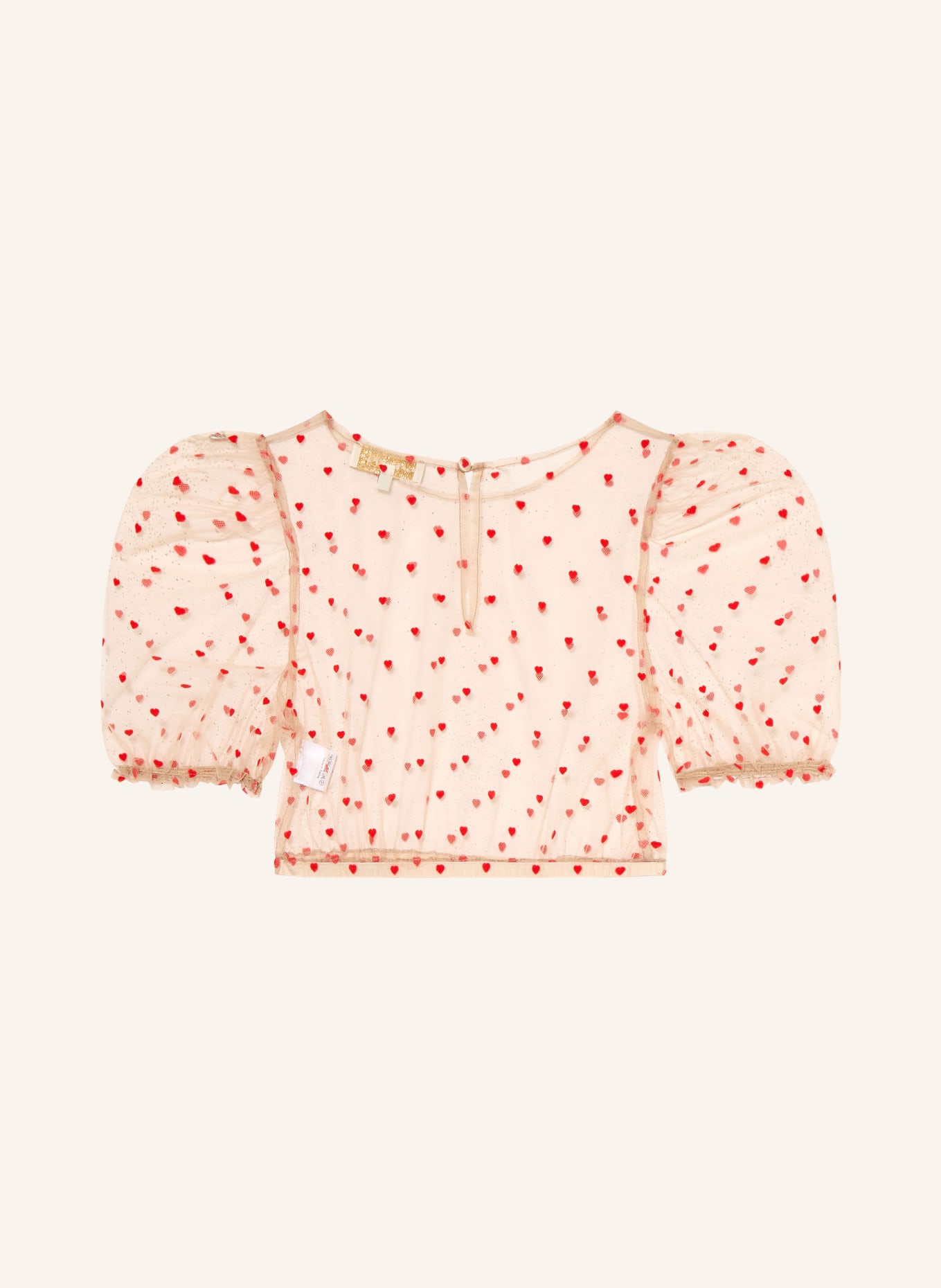 AlpenHERZ Dirndlbluse LOLA: BEIGE / ROT