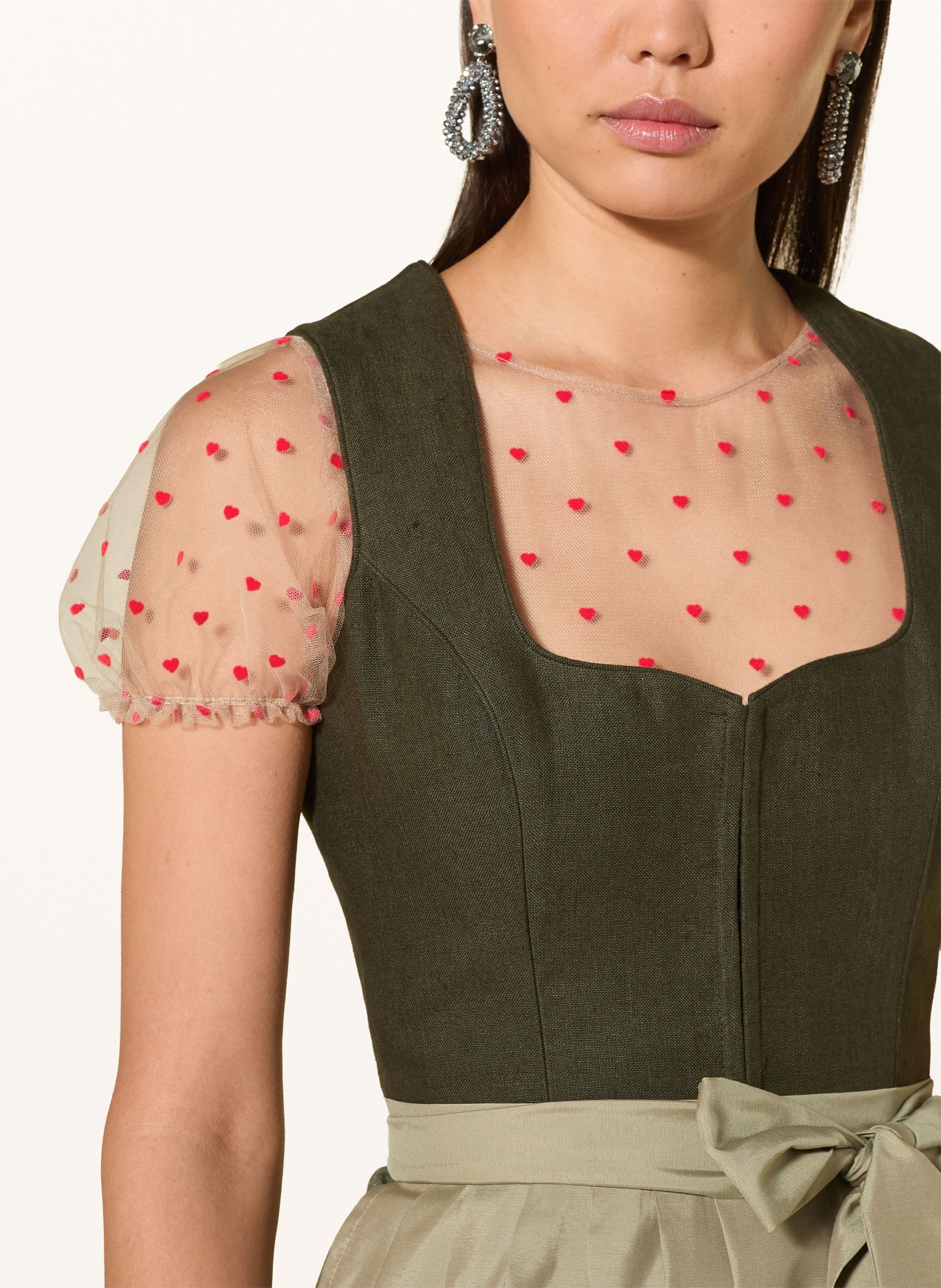 AlpenHERZ Dirndlbluse LOLA: BEIGE / ROT