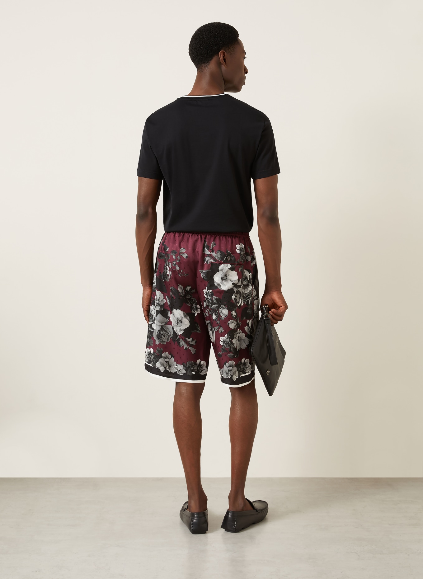 DOLCE & GABBANA Hedvábné šortky: TMAVĚ ČERVENÁ / BÍLÁ / ČERNÁ