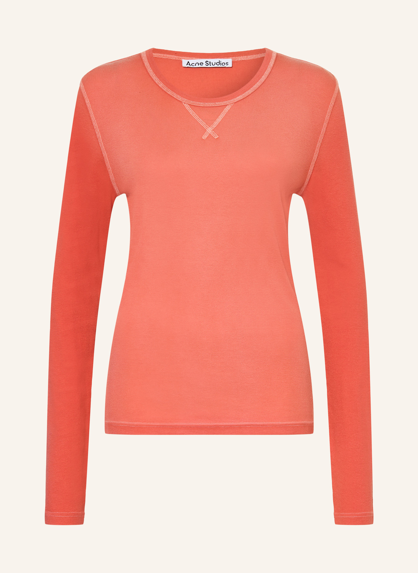Acne Studios T-shirt à manches longues: ROUGE CLAIR / BLANC