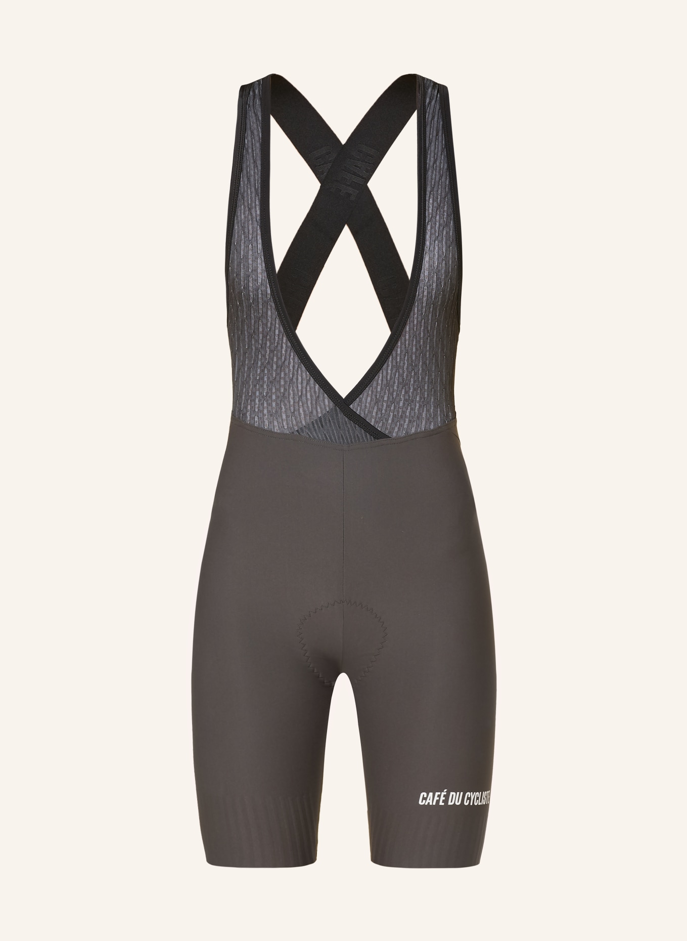 CAFÉ DU CYCLISTE Fietsbroek GRAZIELLA met bretels en zeem: DONKERGRIJS / ZWART