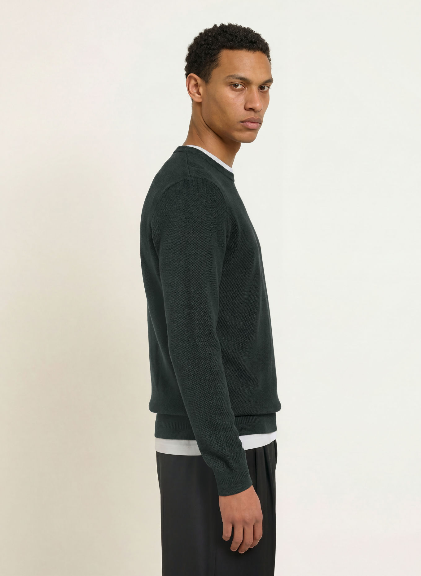 FRED PERRY Piqué-trui: DONKERGROEN