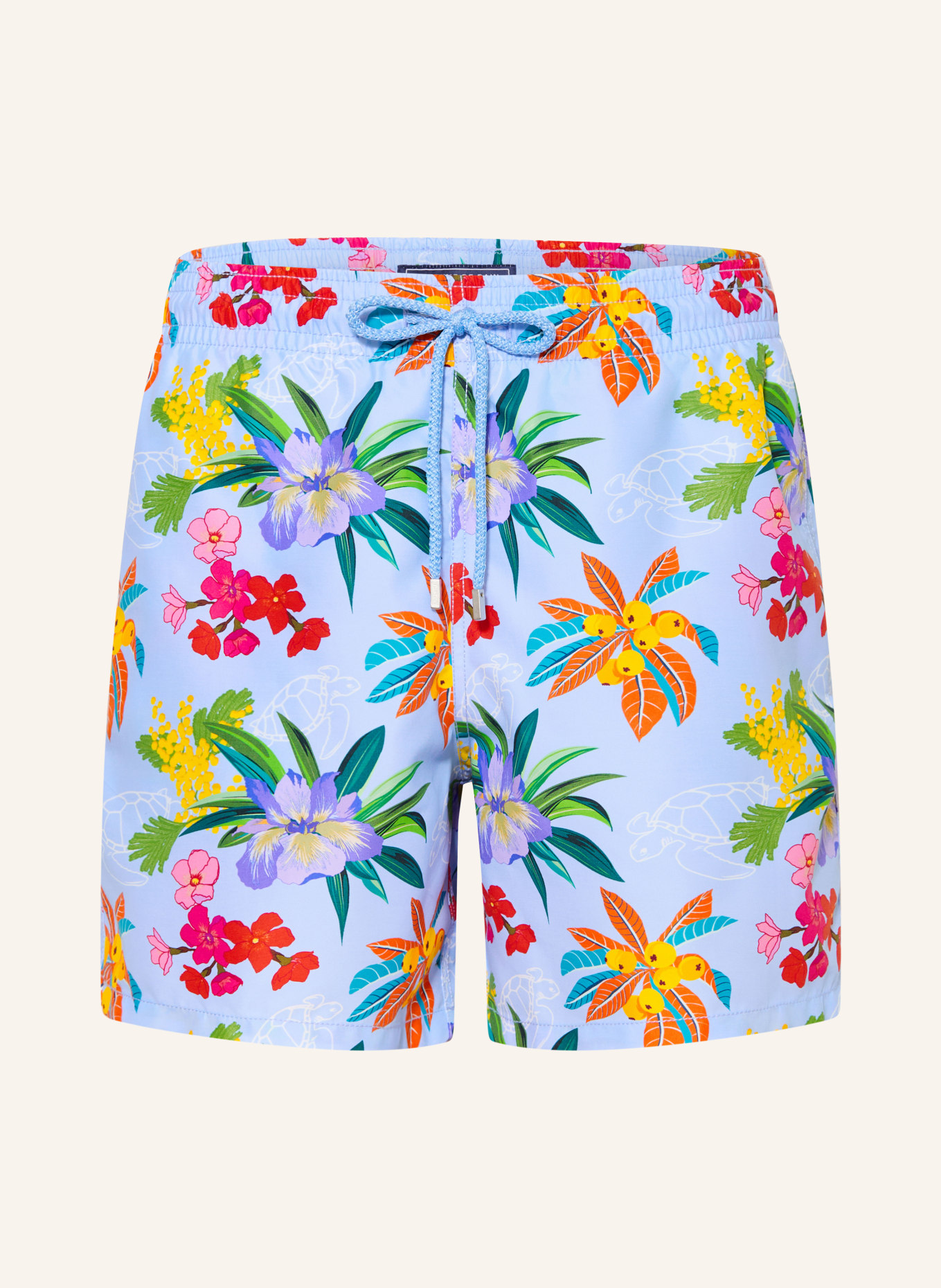 VILEBREQUIN Short de bain GARDEN TURTLES: BLEU CLAIR / LILAS / ROUGE