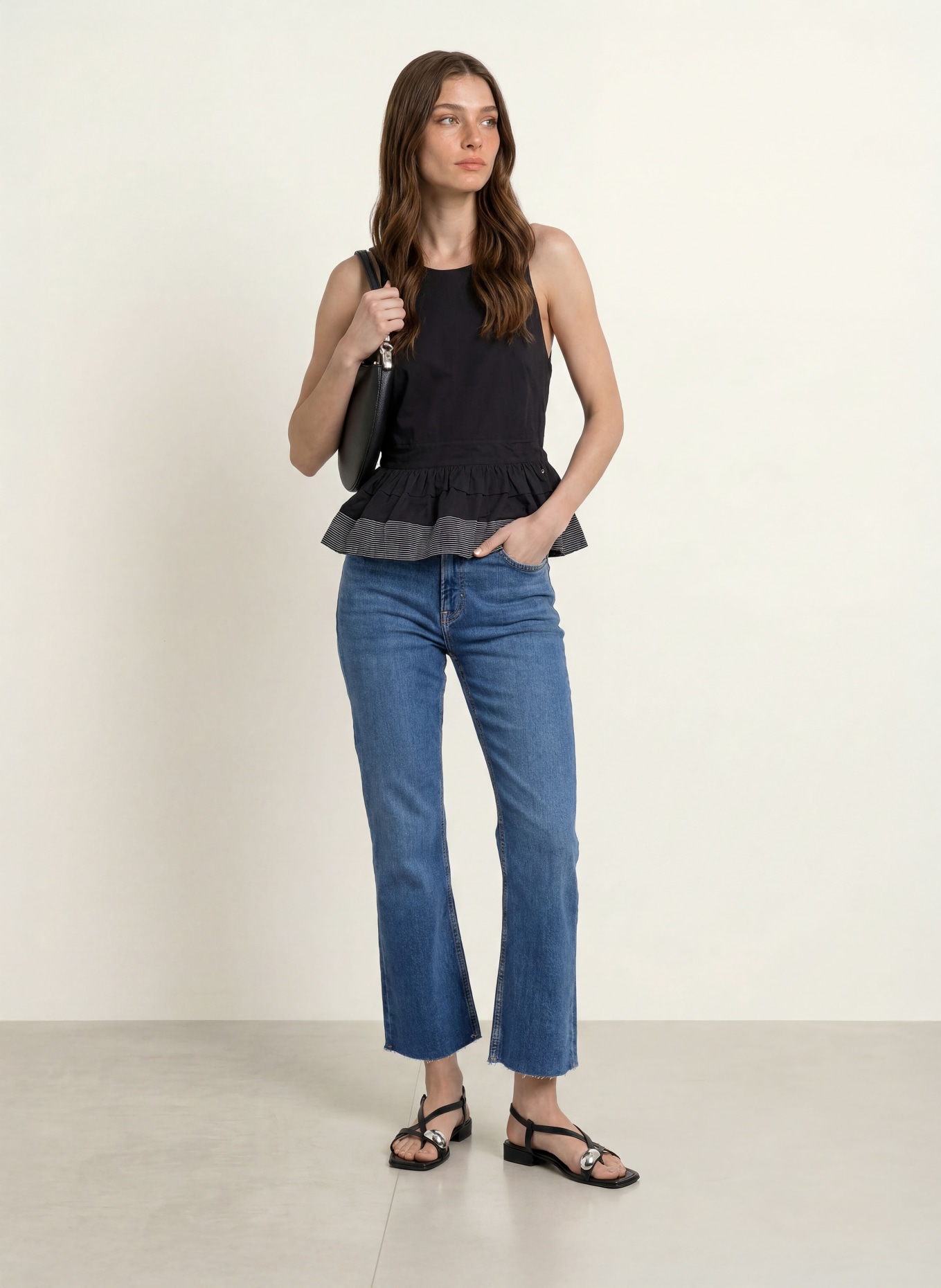 BOSS Blouse sans manches IDIL: NOIR / BLANC