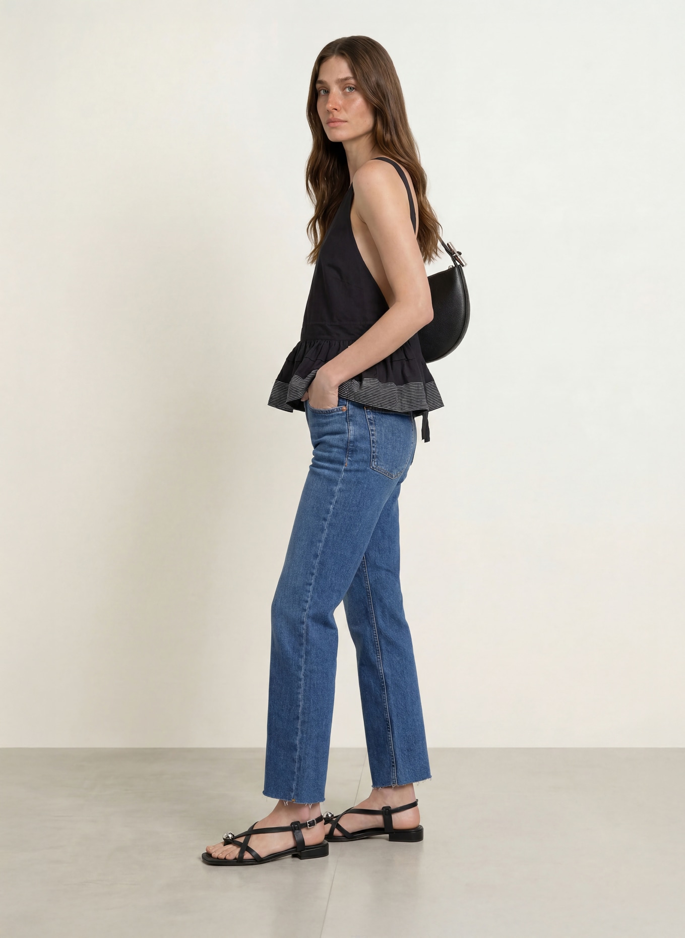 BOSS Blouse sans manches IDIL: NOIR / BLANC