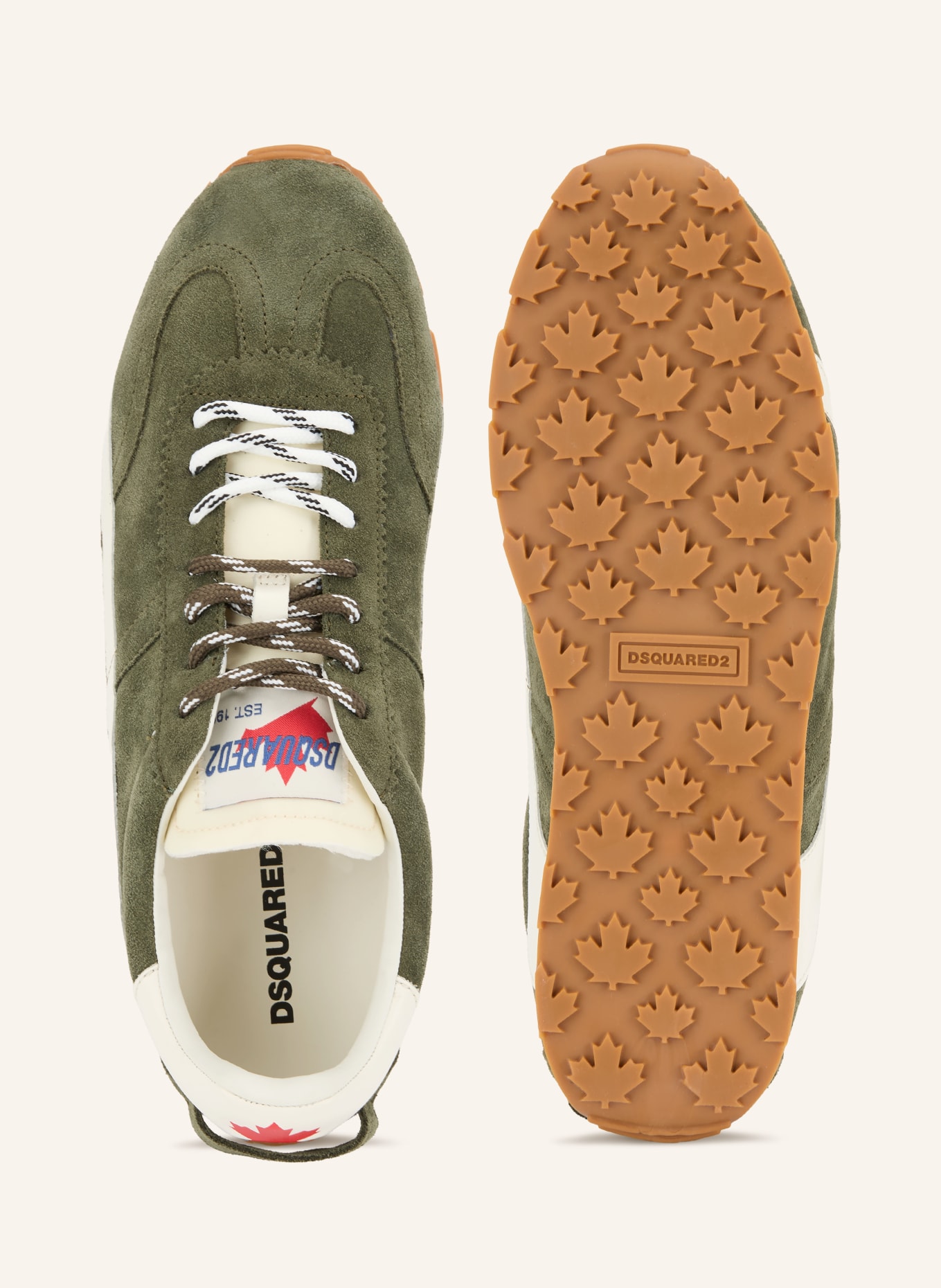DSQUARED2 Sneaker: KAKI / CRÈME / WIT