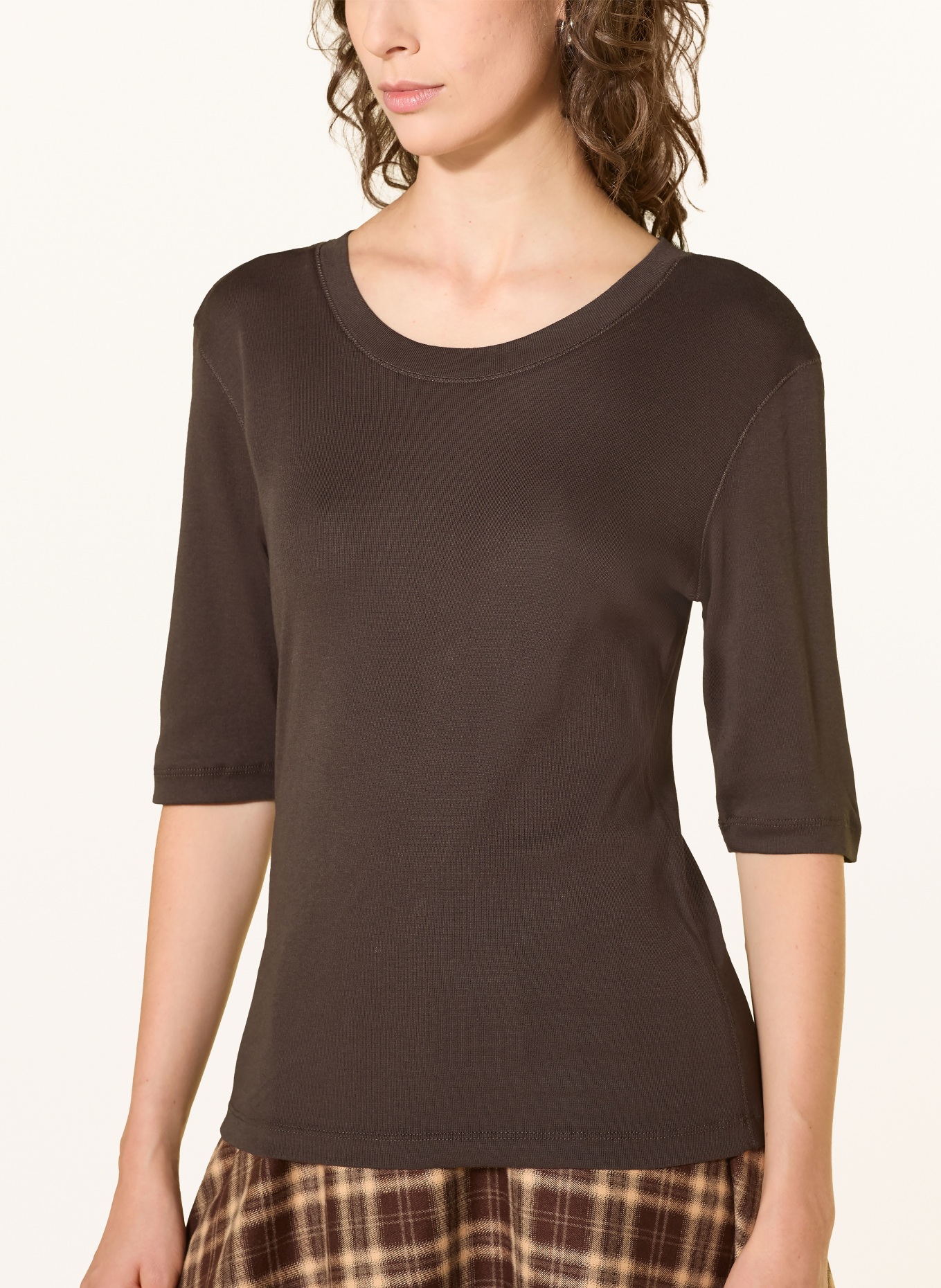MOS MOSH MMMALI shirt with 3/4 sleeves: DARK BROWN
