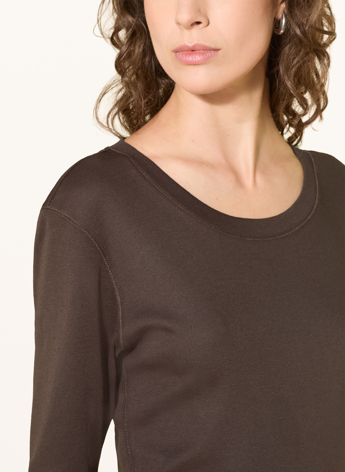 MOS MOSH MMMALI shirt with 3/4 sleeves: DARK BROWN