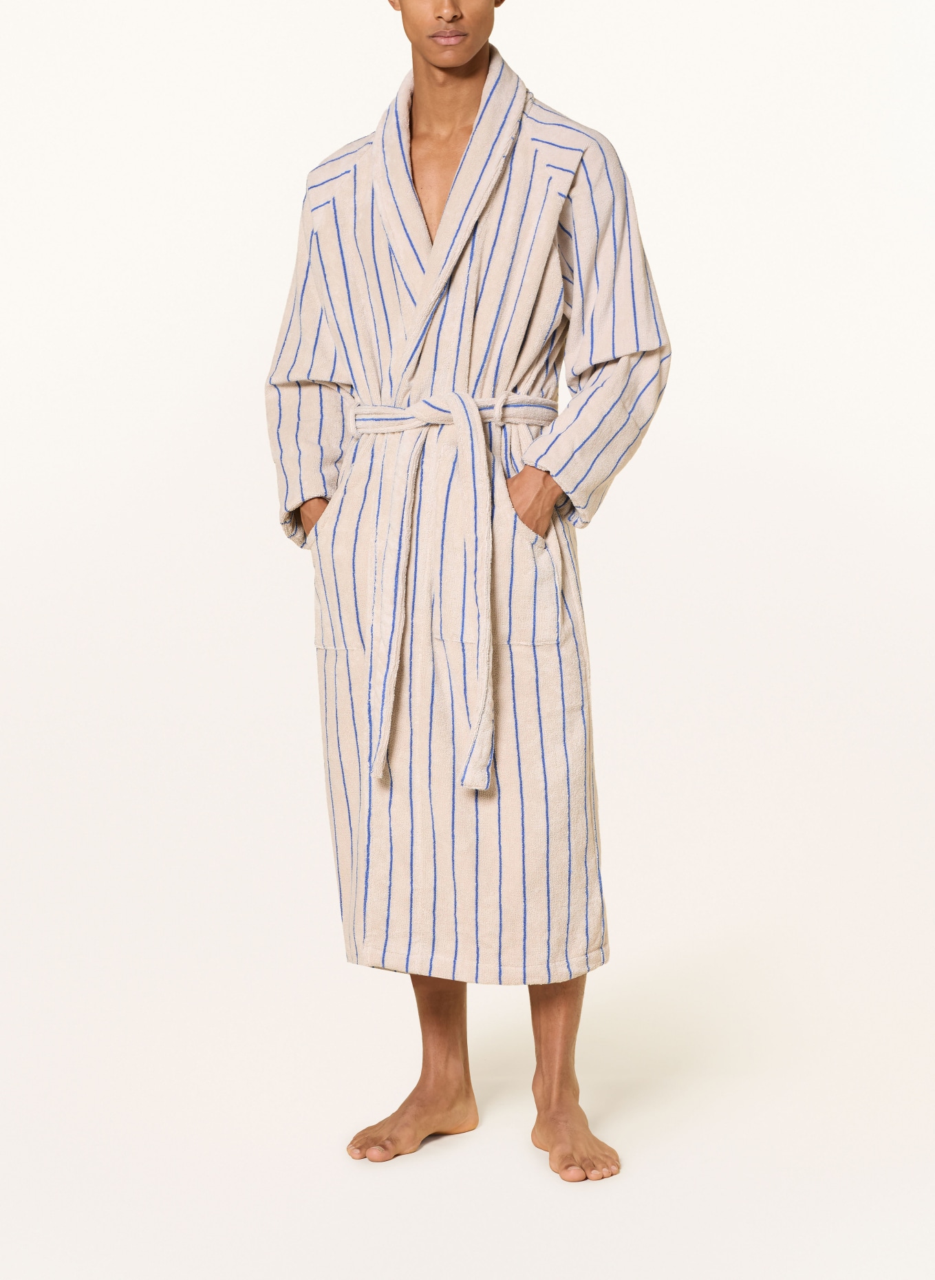 BONGUSTA Peignoir unisexe NARAM: ÉCRU / BLEU