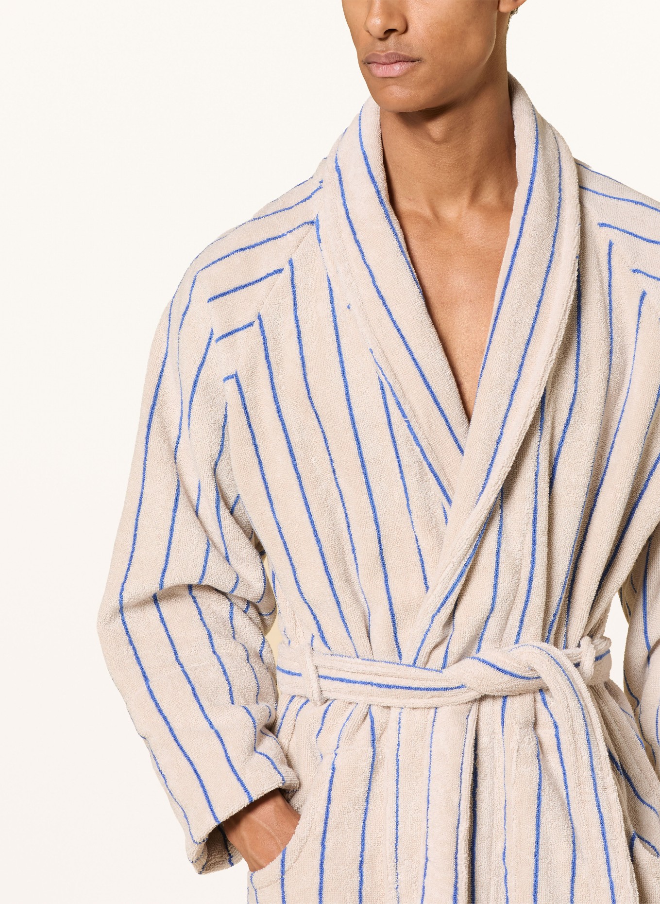 BONGUSTA Peignoir unisexe NARAM: ÉCRU / BLEU