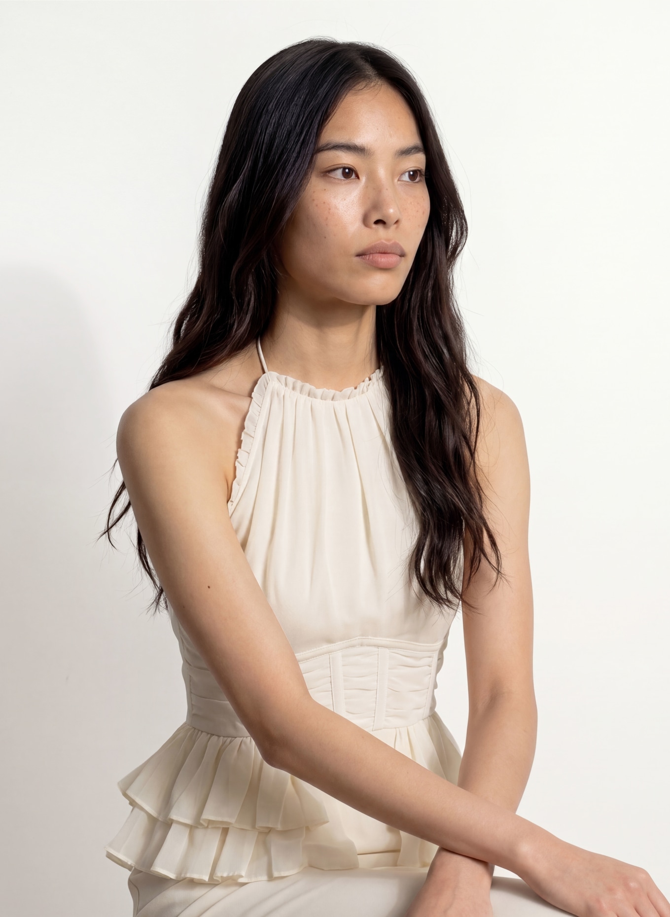 MALINA Robe PIXIE à volants: CRÈME
